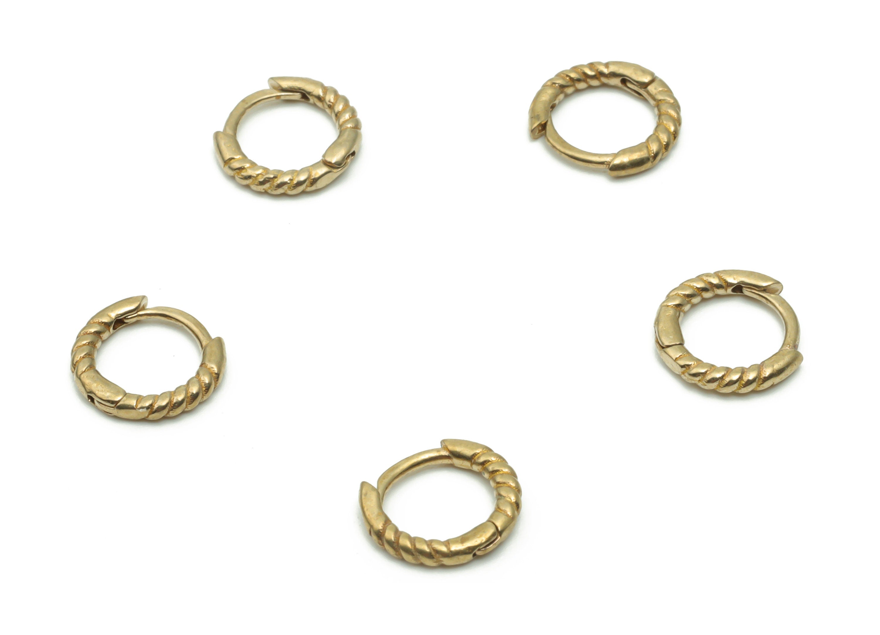 Brass Hammered Round Clap Earring Connector - Raw Brass Circle Earring Charms - Jewelry Making Supplies - 8.31x7.49x1.29mm - PP4988 - DOMEDBAZAAR