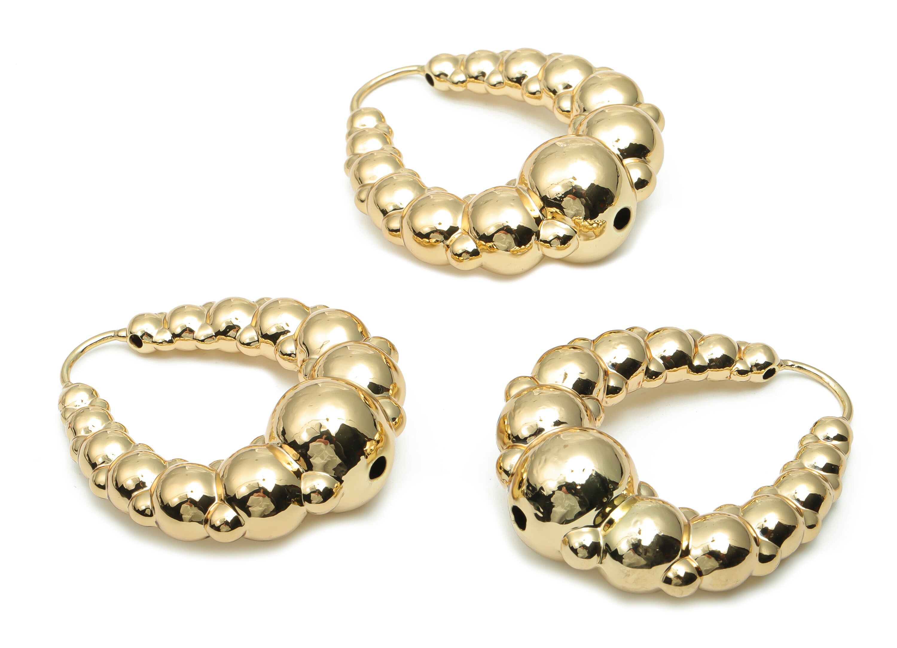 Brass Diamond Beads Earring Charms - Gold Diamond Beads Connector - Gold Tone Plated Brass - Jewelry Supplies - 49.55x40.83x17.21mm -PP5078G - DOMEDBAZAAR