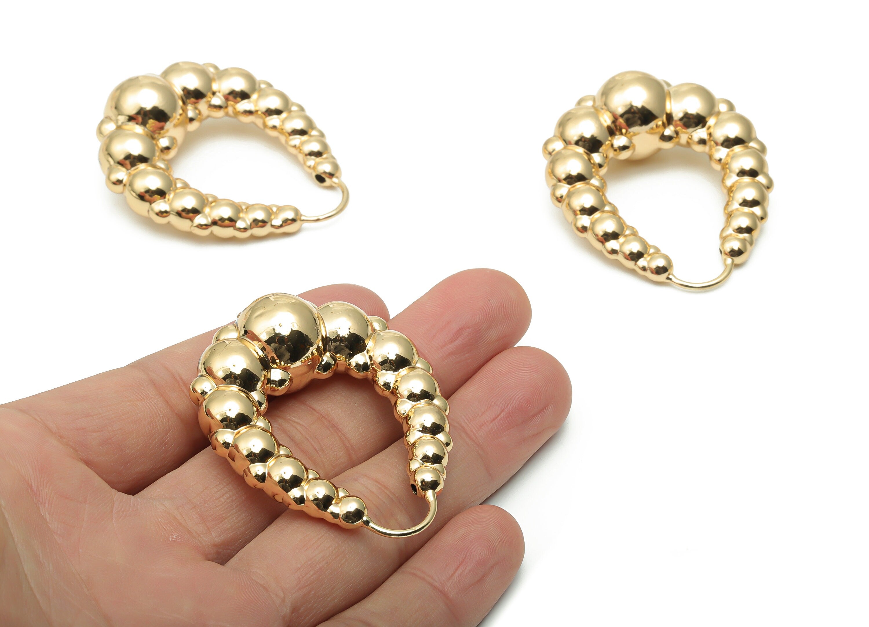 Brass Diamond Beads Earring Charms - Gold Diamond Beads Connector - Gold Tone Plated Brass - Jewelry Supplies - 49.55x40.83x17.21mm -PP5078G - DOMEDBAZAAR