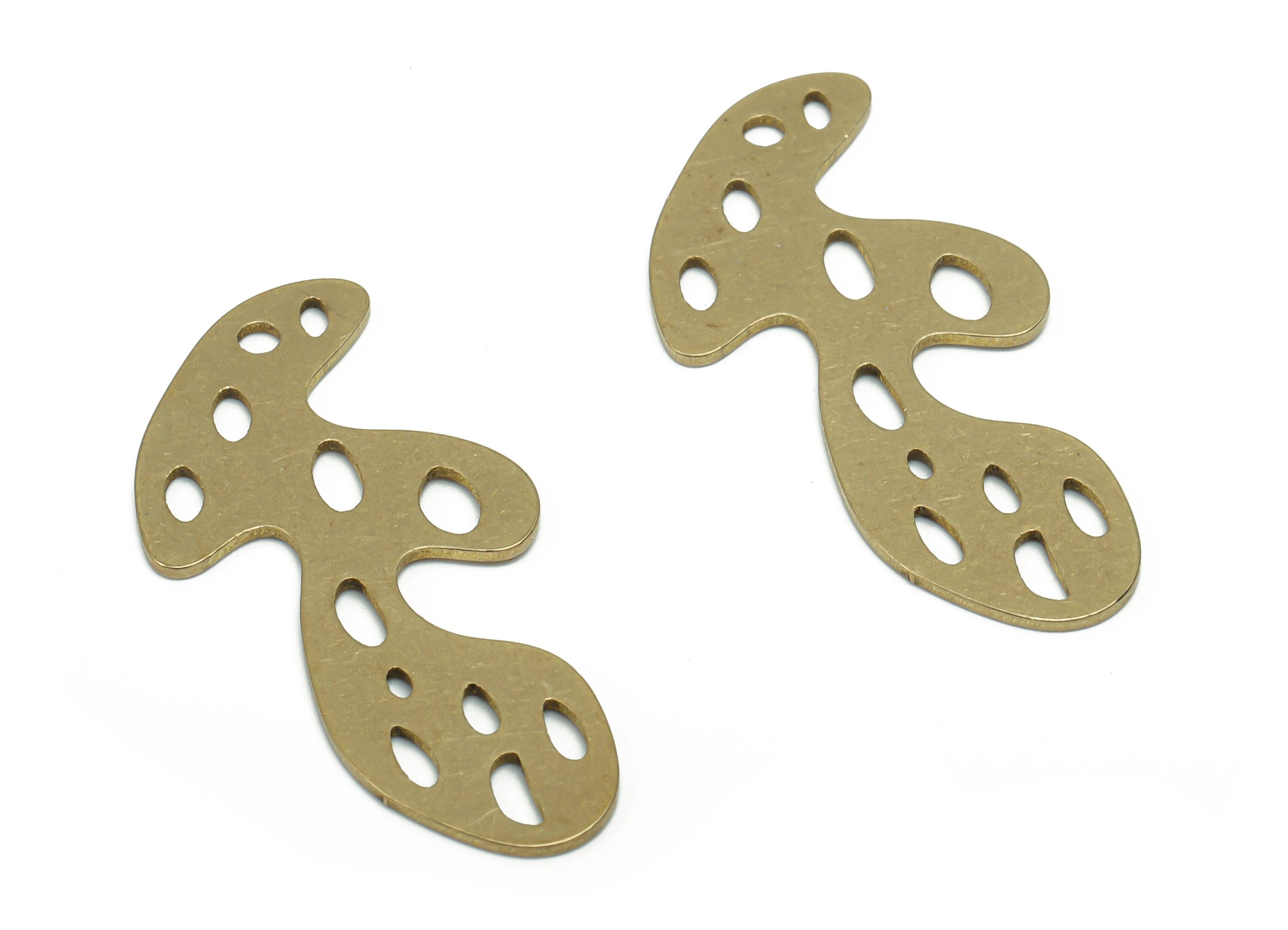 Brass Bubble Irregular Earring Connectors - Raw Brass Bubble Irregular Pendant - DIY Jewelry Making Supplies - 34.6x16.36x0.73mm - PPZ0152 - DOMEDBAZAAR