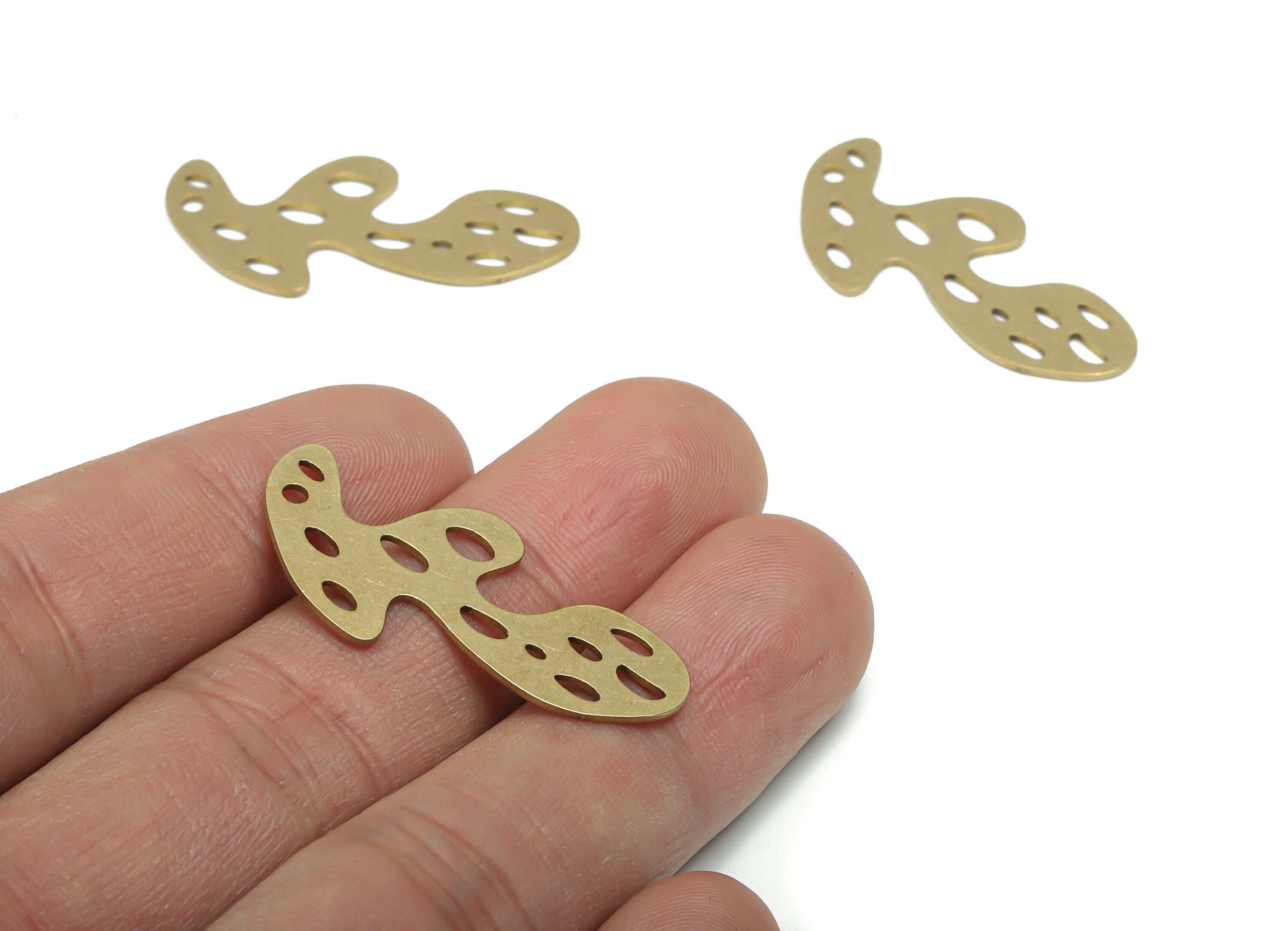 Brass Bubble Irregular Earring Connectors - Raw Brass Bubble Irregular Pendant - DIY Jewelry Making Supplies - 34.6x16.36x0.73mm - PPZ0152 - DOMEDBAZAAR