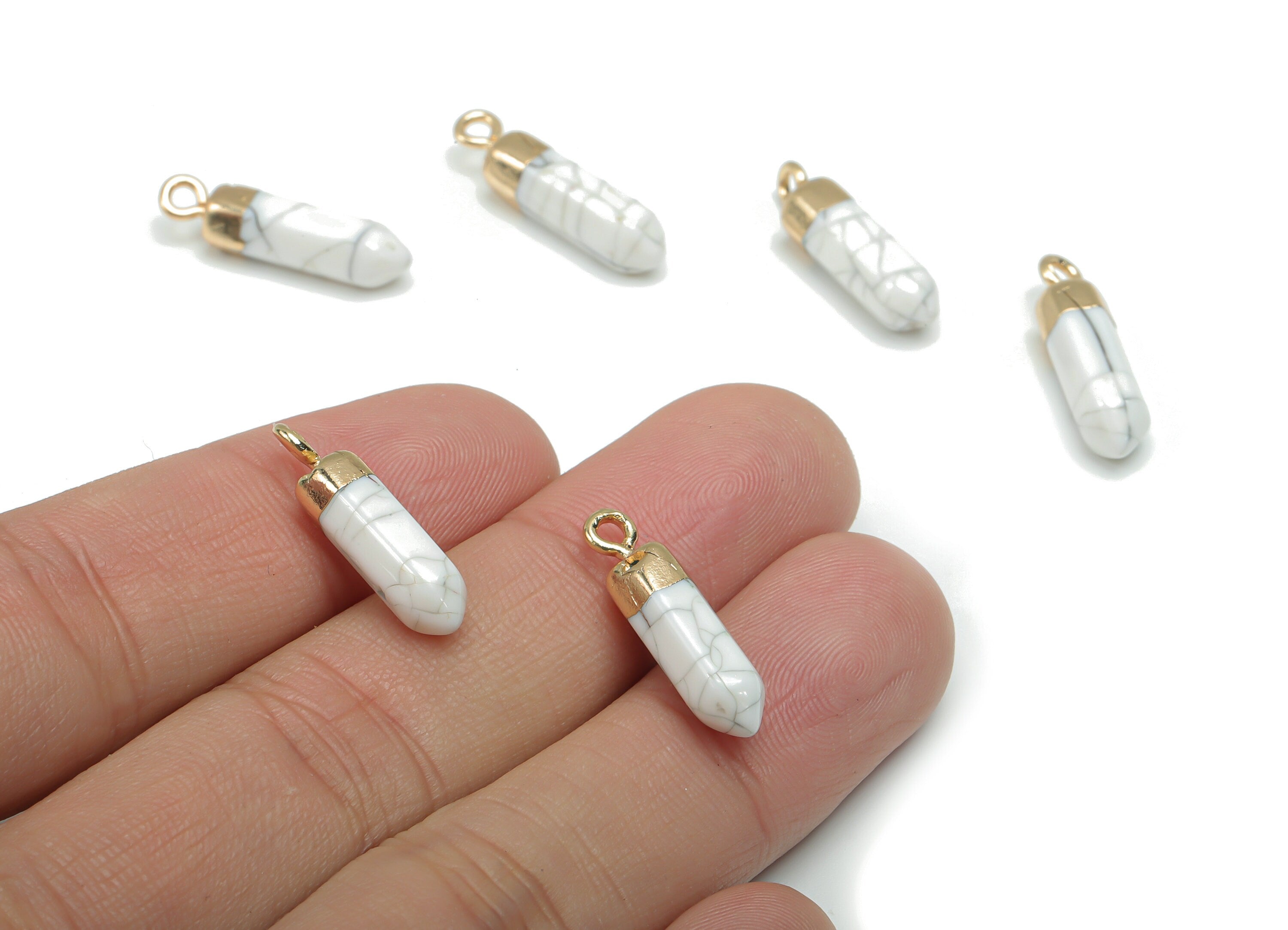 Resin Stick Earring Charms - Brass Spike Stick Pendant - Gold Tone Plated Brass – Jewelry Making Supplies - 21.6x5.93x5.93mm - RC1208G - DOMEDBAZAAR