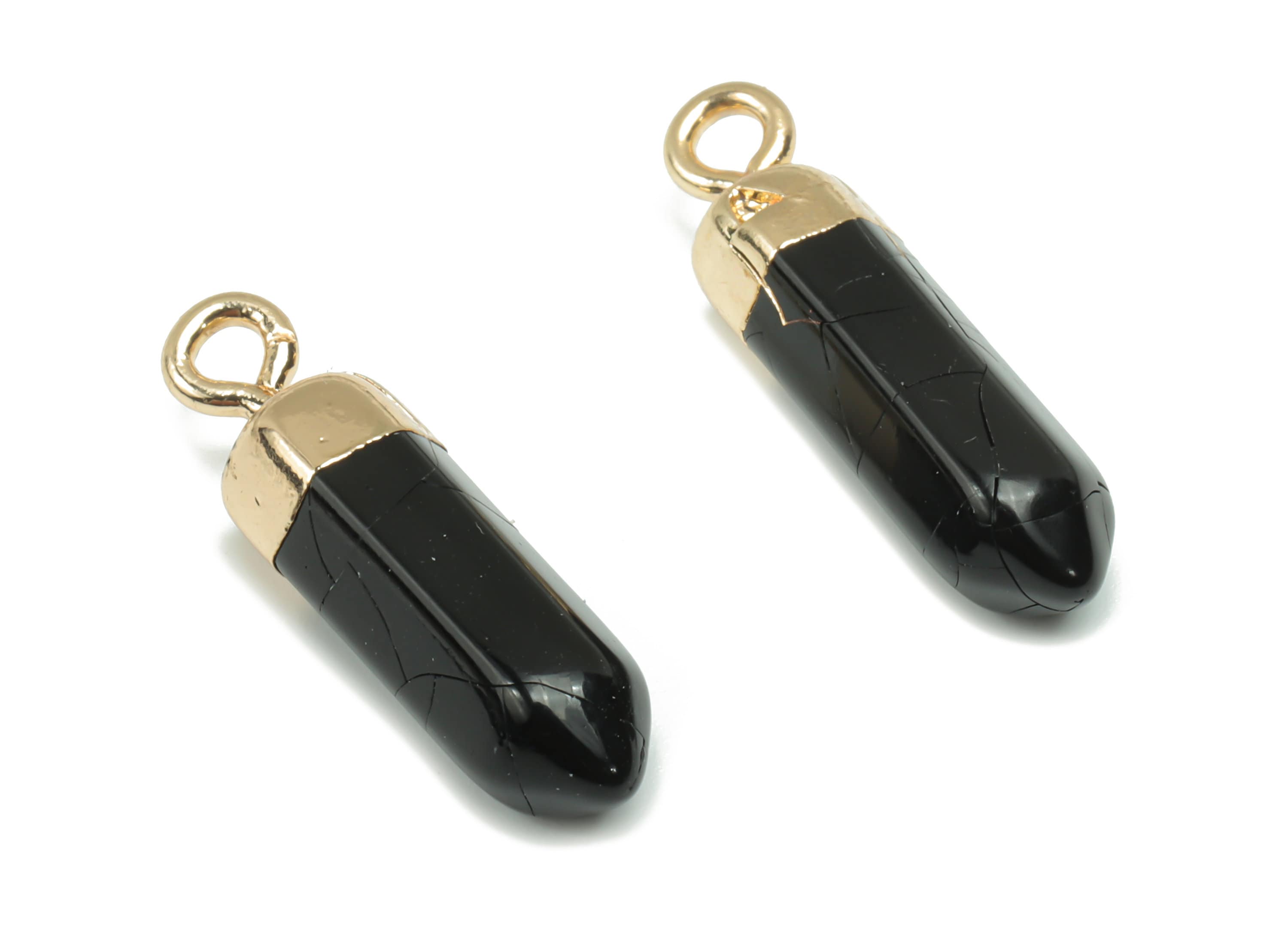 Resin Stick Earring Charms - Brass Spike Stick Pendant - Gold Tone Plated Brass – Jewelry Making Supplies - 21.57x5.55x5.55mm - RC1208A - DOMEDBAZAAR