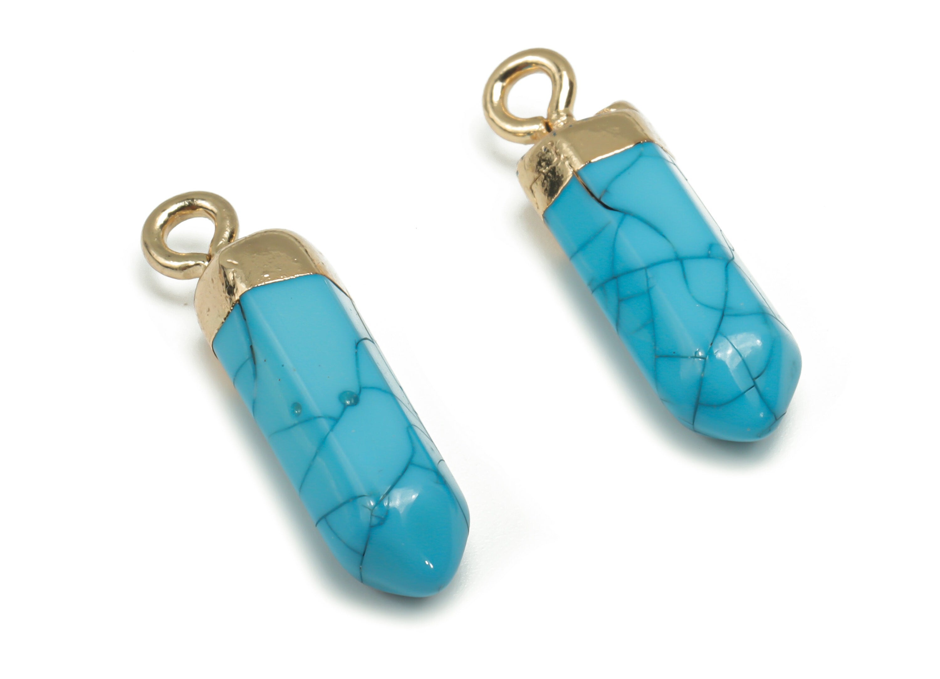 Resin Stick Earring Charms - Brass Spike Stick Pendant - Gold Tone Plated Brass – Jewelry Making Supplies - 22.54x5.51x5.51mm - RC1208C - DOMEDBAZAAR