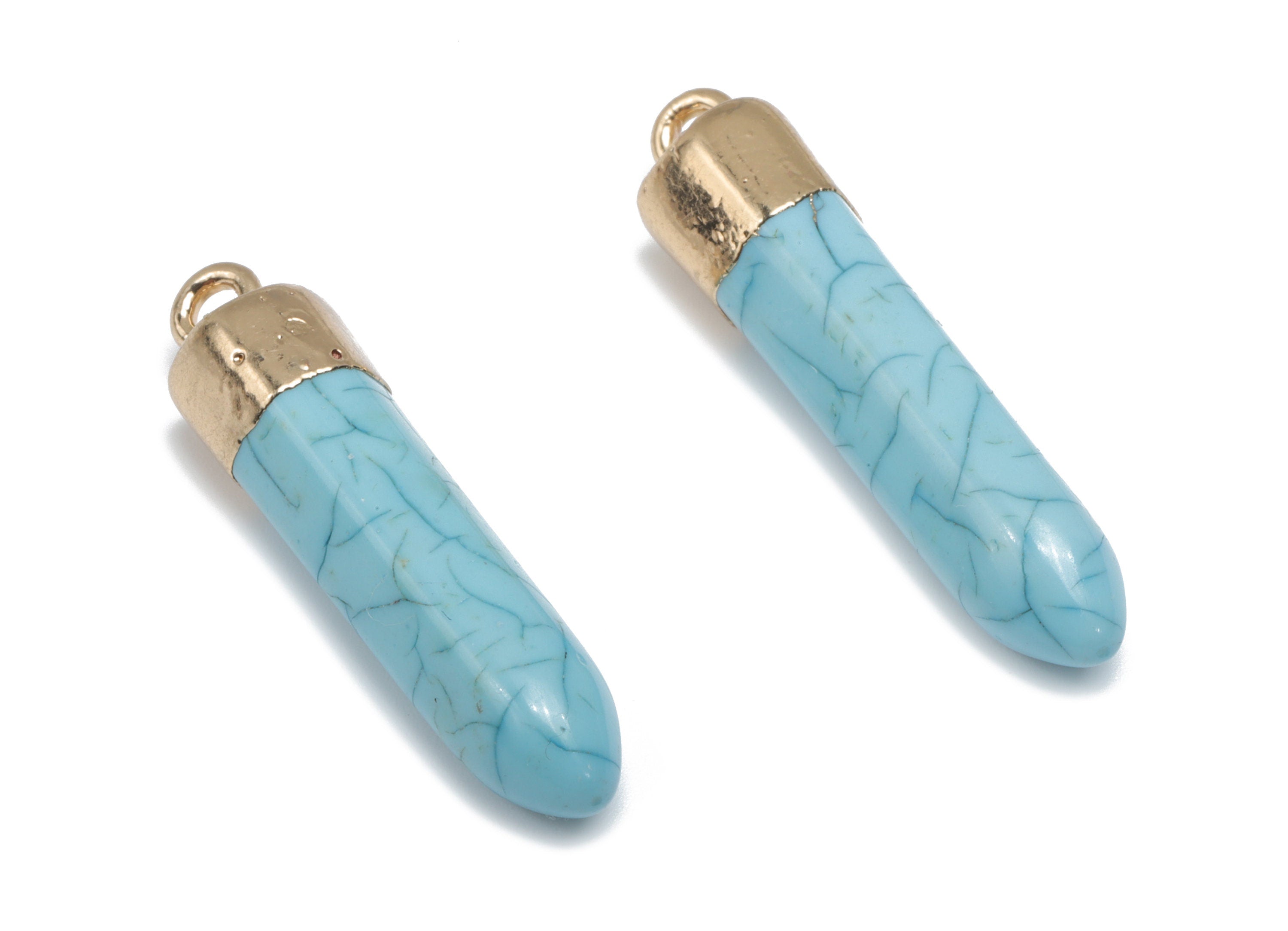 Resin Stick Earring Charms - Brass Stick Pendant - Gold Tone Plated Brass – Gemstone Spikes - Jewelry Supplies - 32.11x6.83x6.83mm - RC1203A - DOMEDBAZAAR