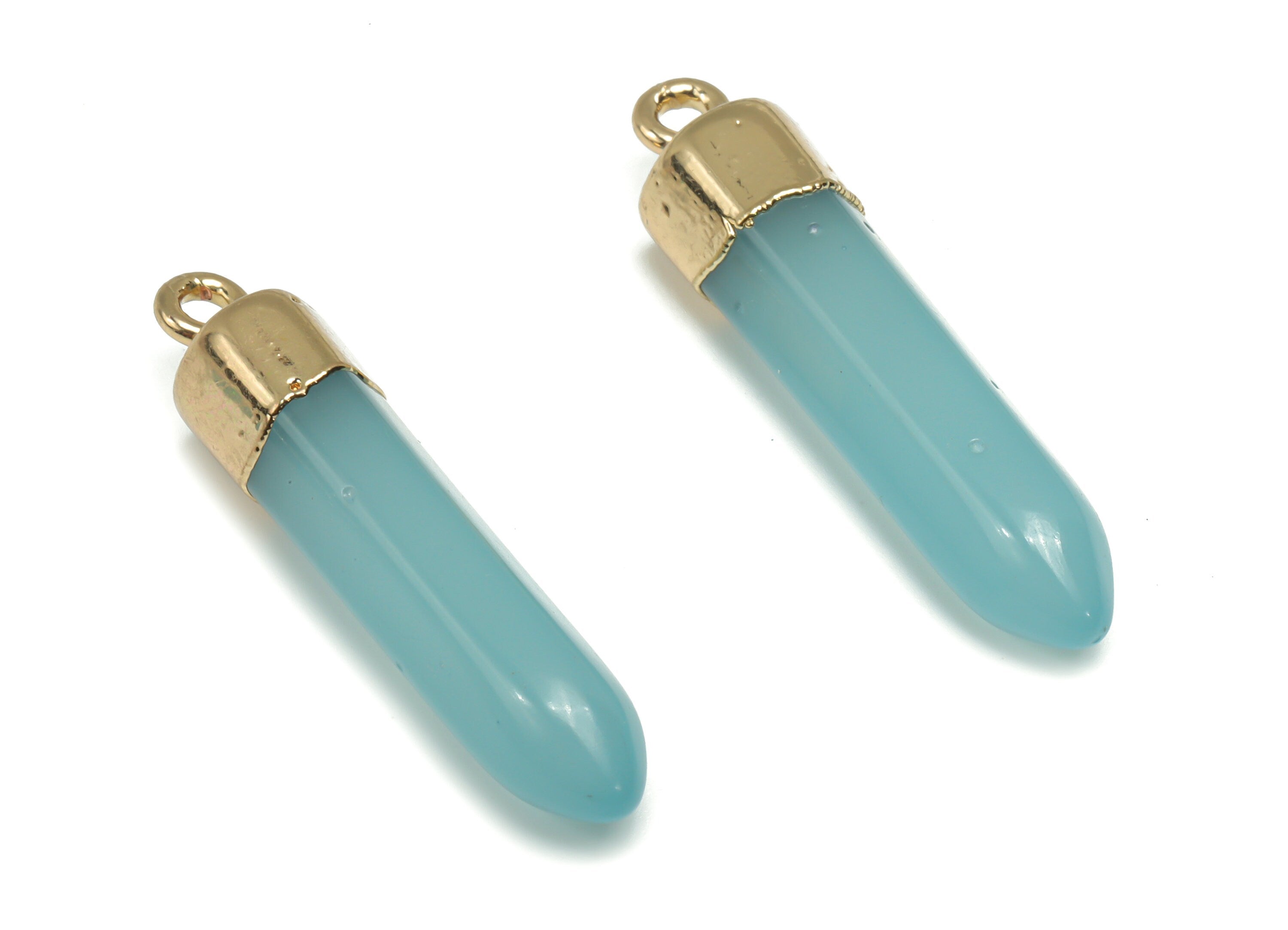 Resin Stick Earring Charms - Brass Stick Pendant - Gold Tone Plated Brass – Gemstone Spikes - Jewelry Supplies - 33.87x7.67x7.67mm - RC1203B - DOMEDBAZAAR