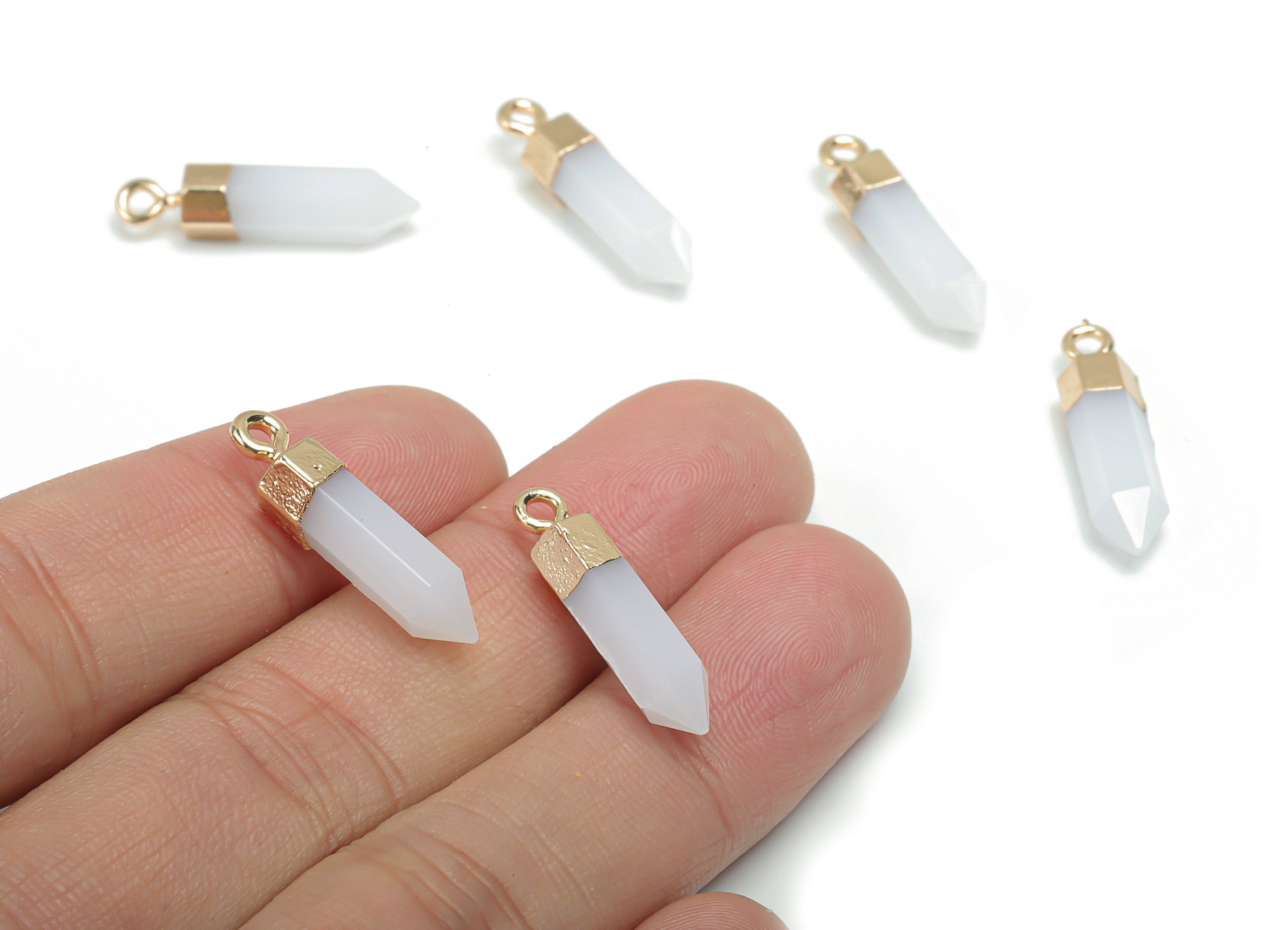 Resin Stick Earring Charms - Brass Spike Stick Pendant - Gold Tone Plated Brass – Jewelry Making Supplies - 24.3x5.4x5.4mm - RC1209 - DOMEDBAZAAR