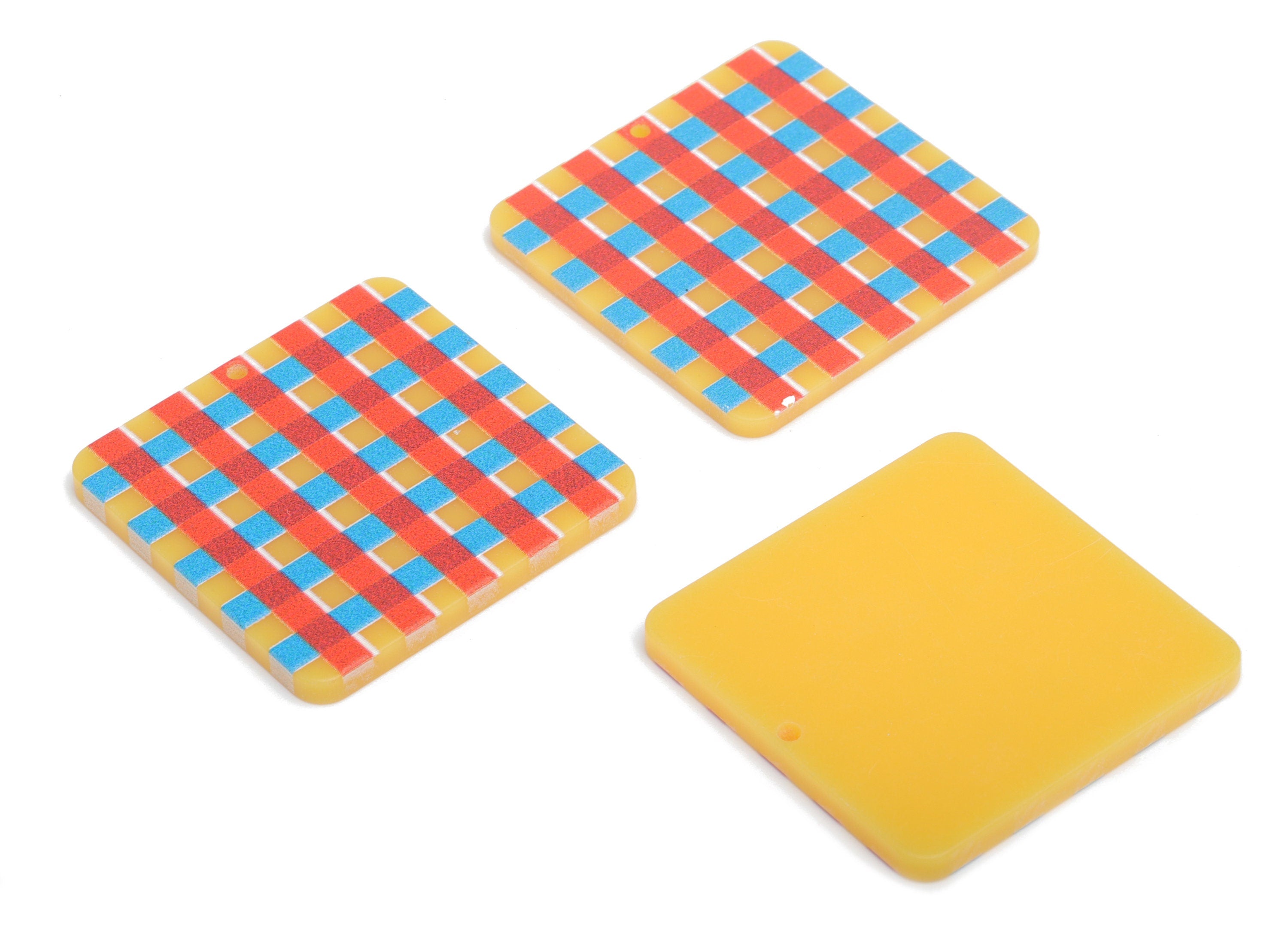 Acrylic Square Earring Charms - Acrylic Lattice Pendant - Jewelry Making Supplies - 34.63x34.63x2.62mm - AC2433A - DOMEDBAZAAR