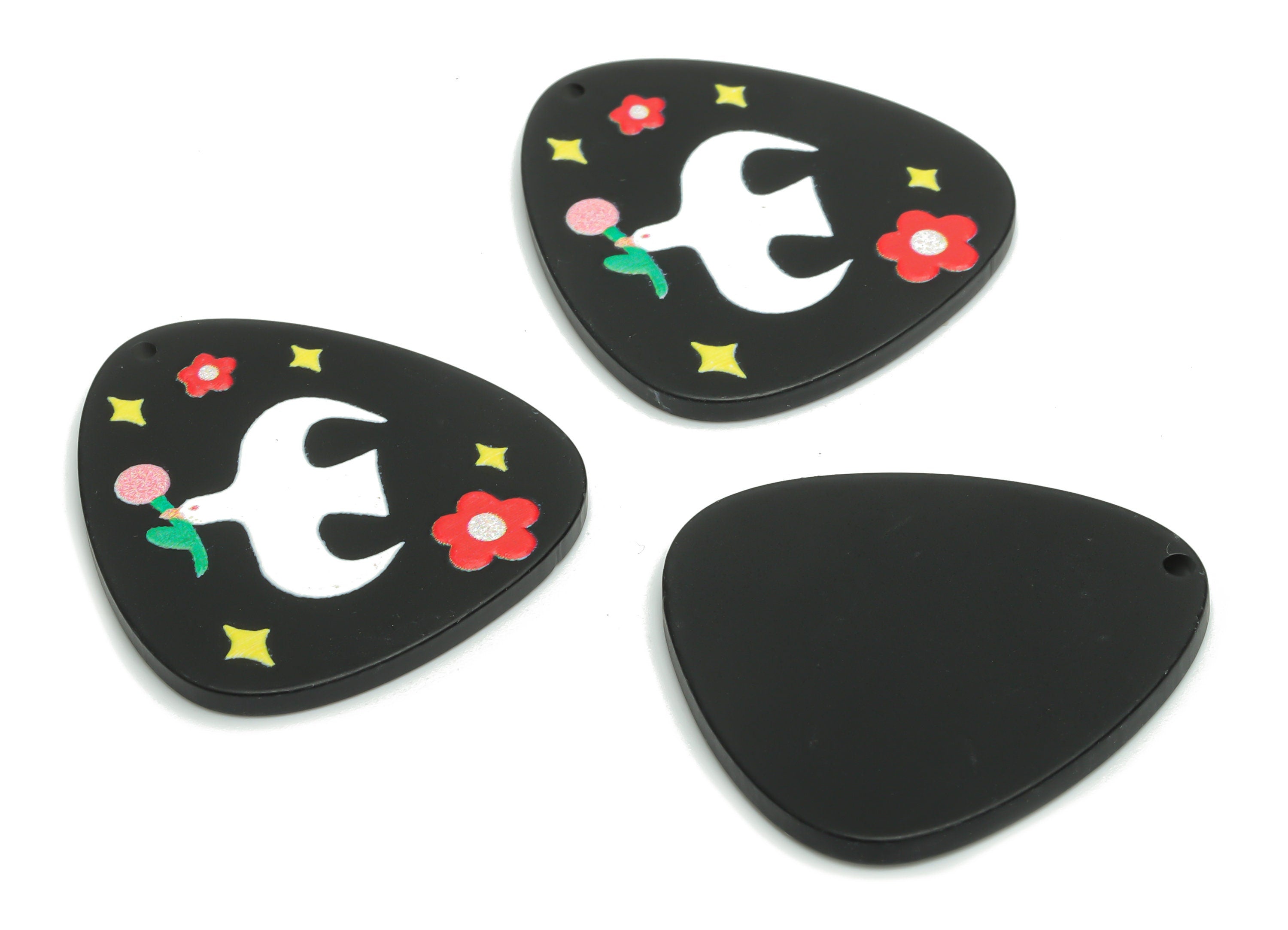 Acrylic Heart Planet Flower Earring Charms - Acrylic Triangle Heart Star Pigeon Pendant - Jewelry Supplies - 34.61x32.4x2.35mm - AC2432B - DOMEDBAZAAR