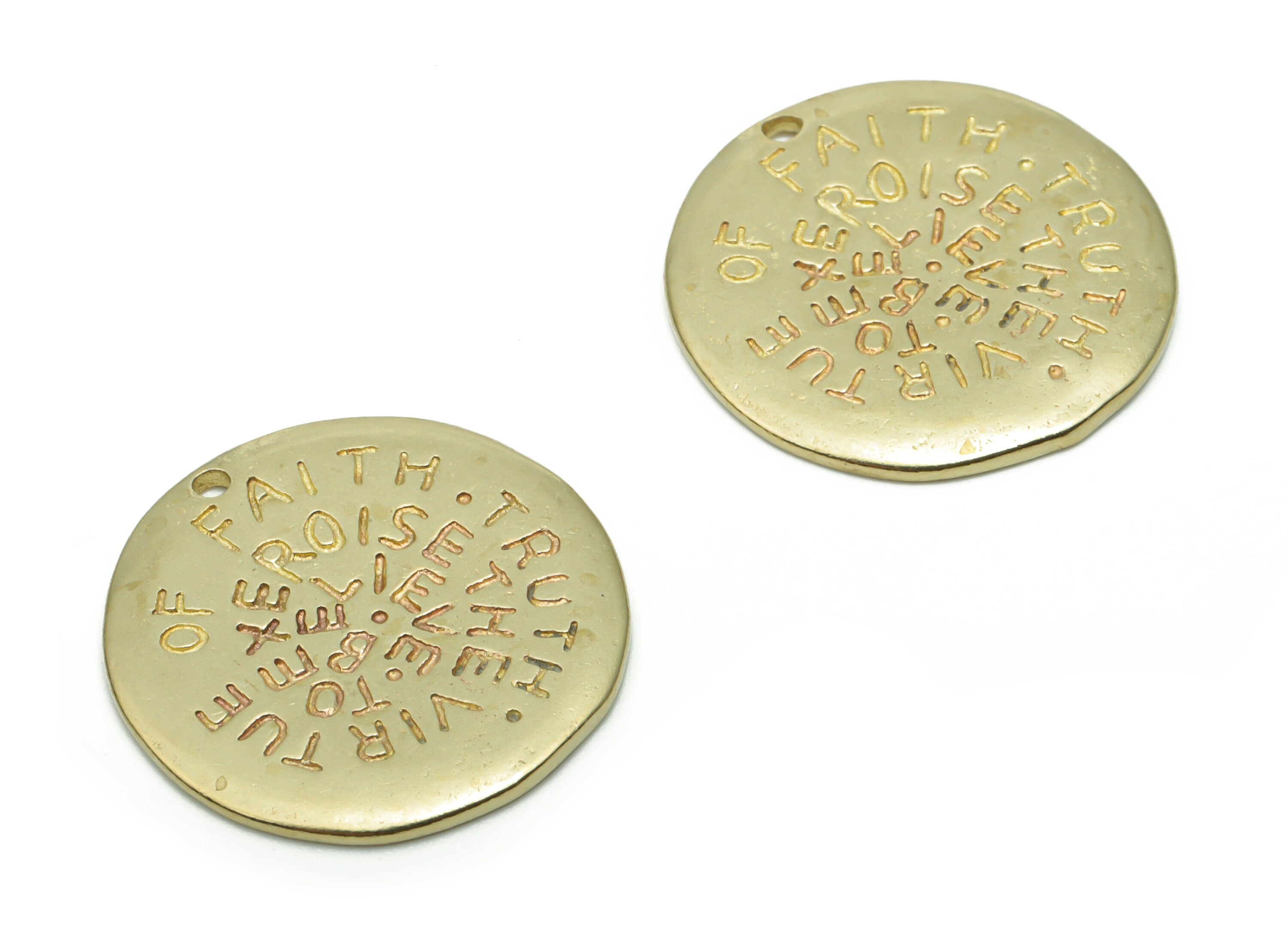 Brass Words Phrase Earring Charms - Raw Brass Words Phrase Pendant - DIY Jewelry Making Supplies - 20.61x20.35x1.29mm - PP5061 - DOMEDBAZAAR