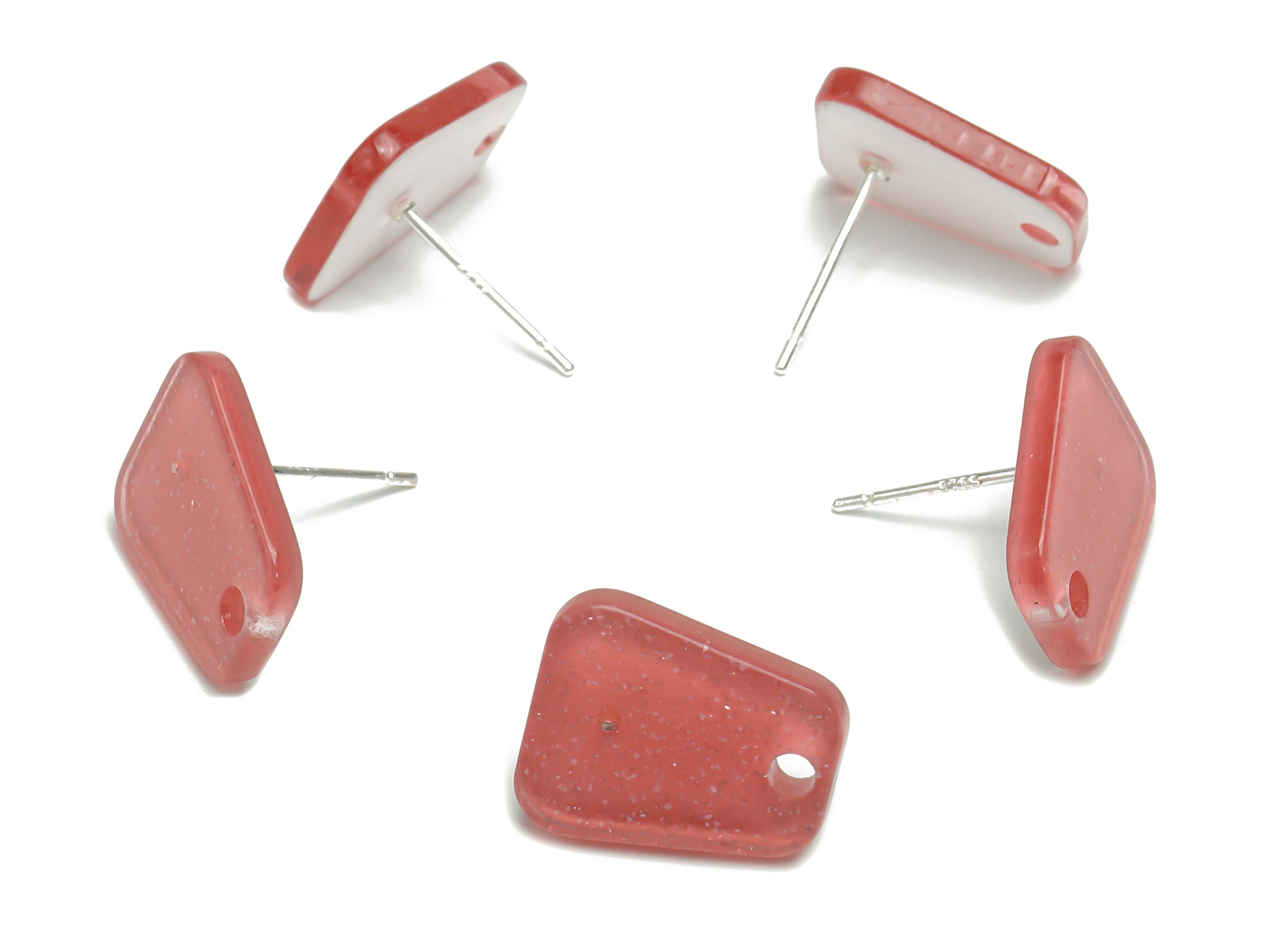 Acrylic Trapezoid Earring Stud – Acrylic Trapezoid Post - Silver Plated Cupronickel Stud - Jewelry Supplies - 14.63x12.18x2.25mm - AC2429B - DOMEDBAZAAR