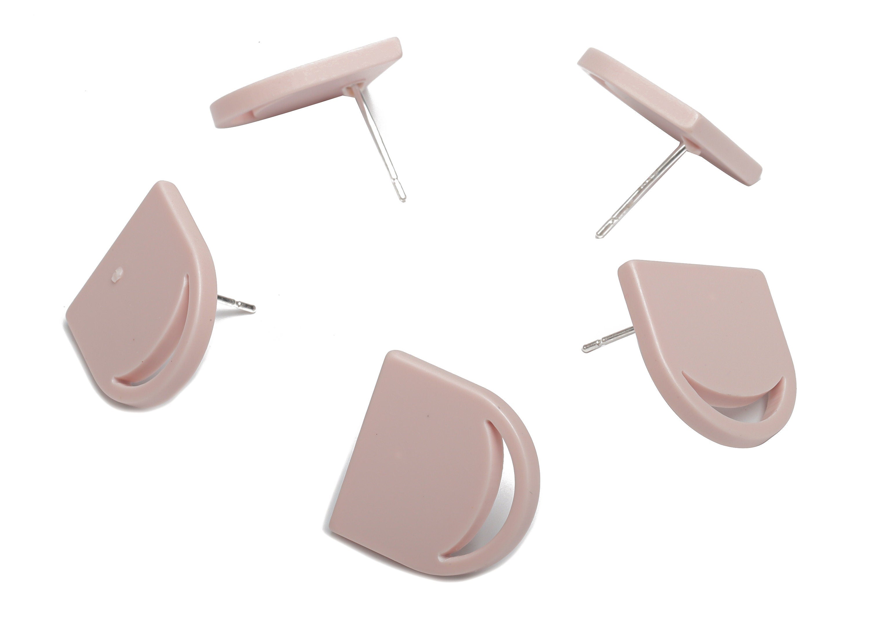 Acrylic Domed Earring Stud – Matte Acrylic Moon Post - Silver Plated Cupronickel Stud - Jewelry Supplies - 16.61x16.51x2.12mm - AC2420C - DOMEDBAZAAR