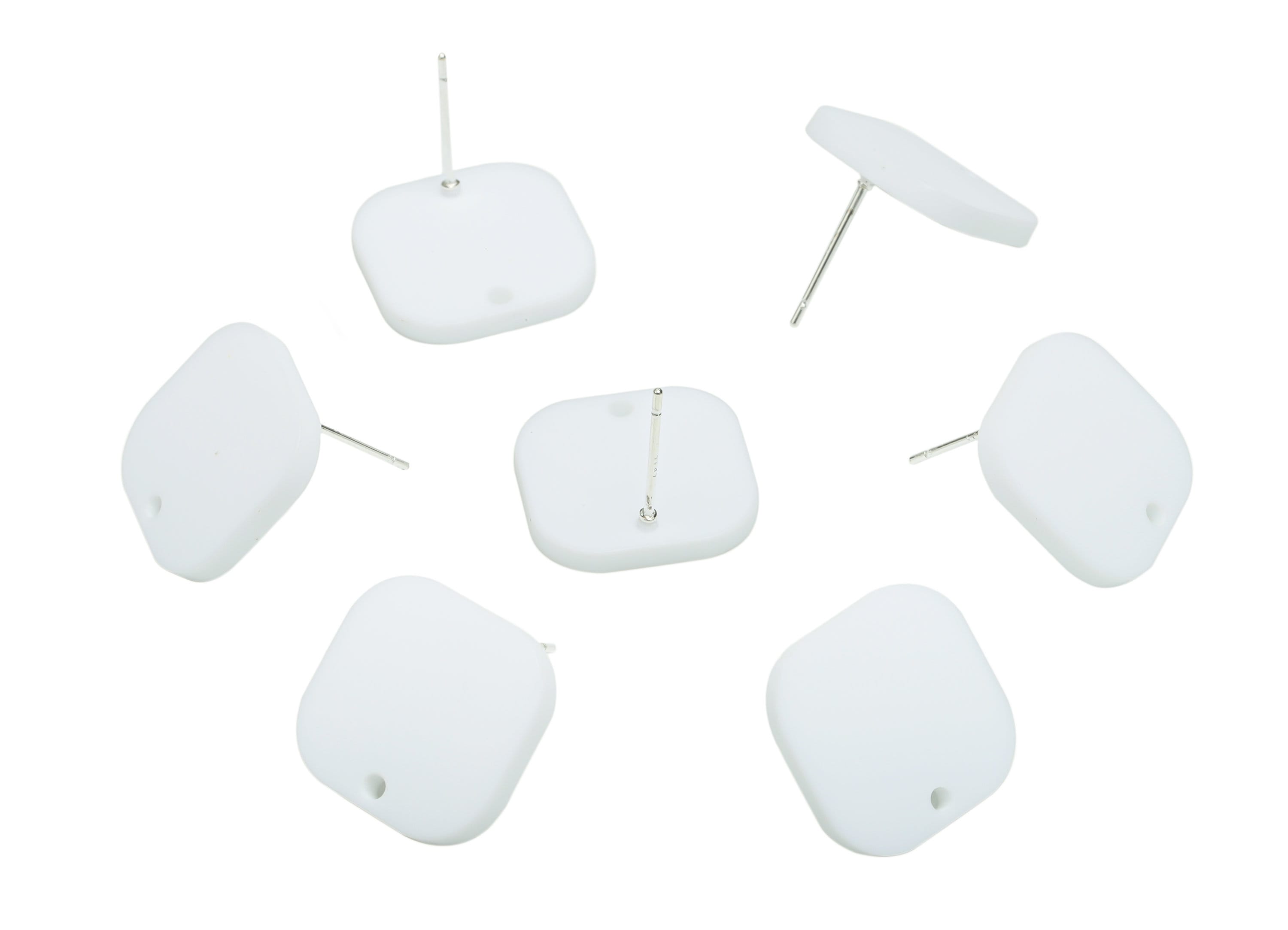 Acrylic Square Earring Stud – Matte Acrylic Square Post - Silver Plated Cupronickel Stud - Jewelry Supplies - 16.68x15.59x2.01mm - AC2430D - DOMEDBAZAAR