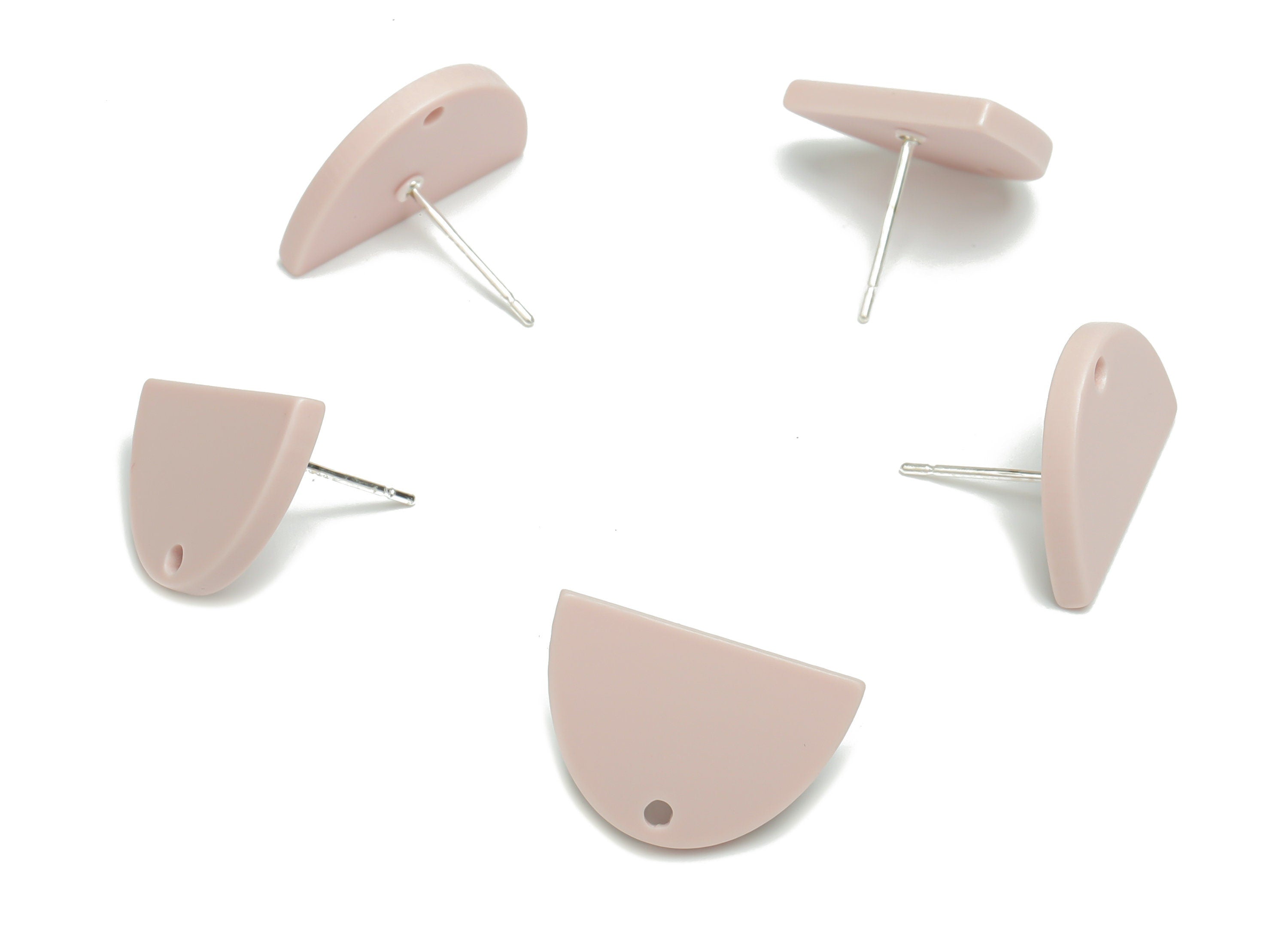 Acrylic Domed Earring Stud – Matte Acrylic D Earring Post - Silver Plated Cupronickel Stud - Jewelry Supplies - 16.61x16.51x2.12mm - AC2427F - DOMEDBAZAAR