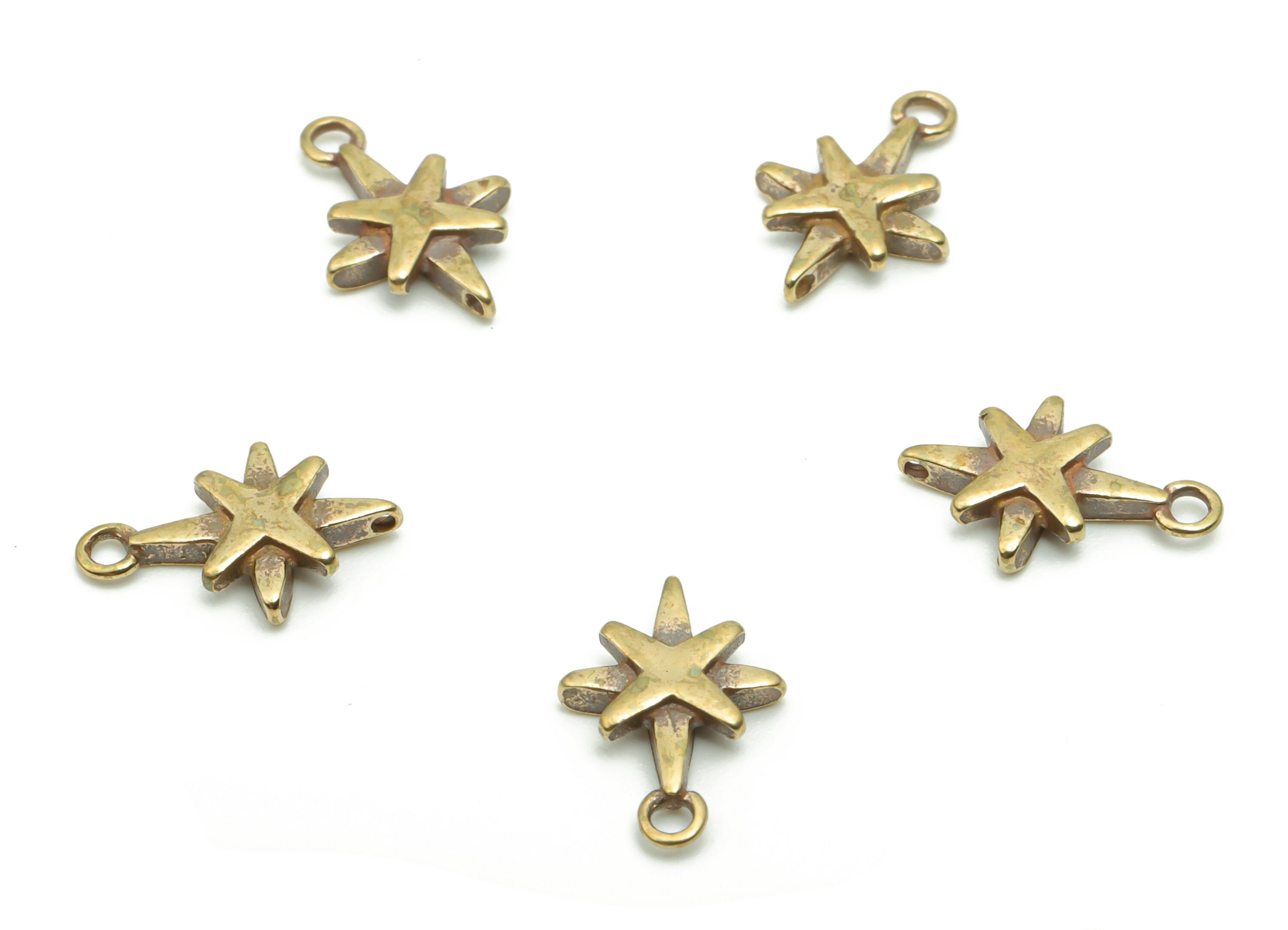 Brass Planet Earring Charms - Raw Brass Mini Star Pendant - DIY Jewelry Making Supplies - 11.94x8.12x1.88mm - PP4982 - DOMEDBAZAAR