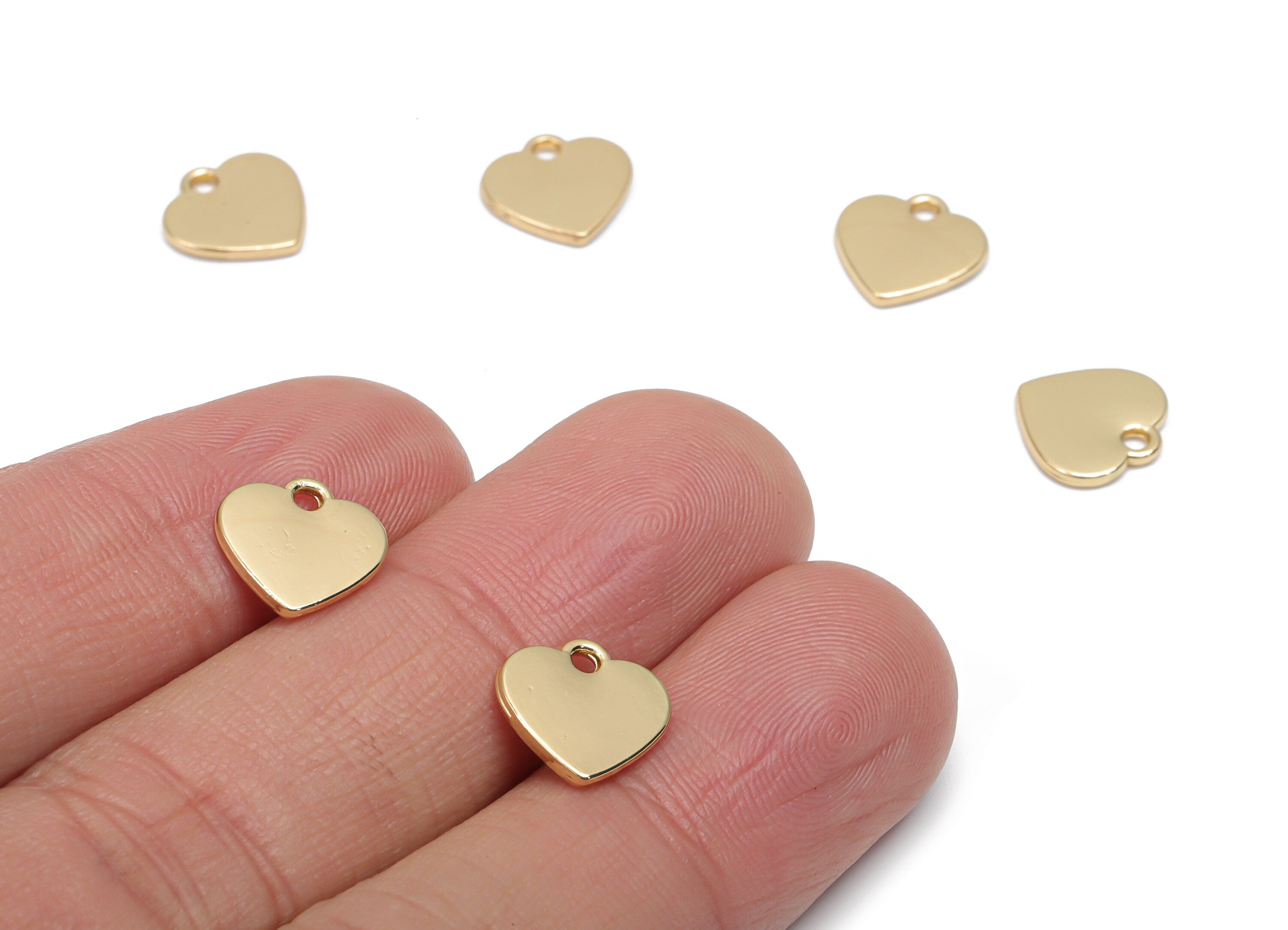 Alloy Heart Earring Charms - Alloy Heart Pendant - Gold Tone Plated Alloy - Jewelry Making Supplies - 10.16x10.09x1.17mm - ZZ2004 - DOMEDBAZAAR