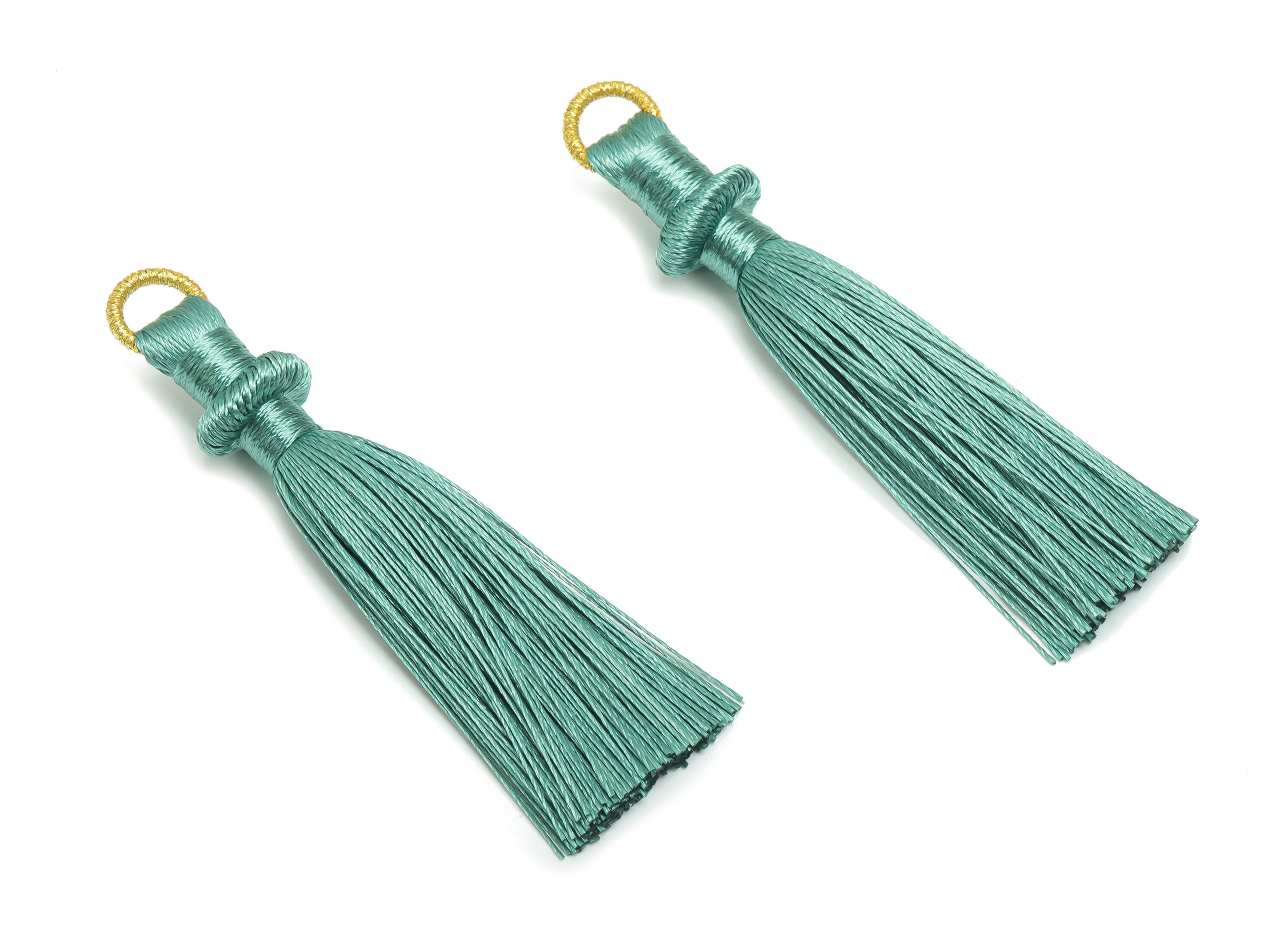 Silky Tassel Earring With Loop - Green Earring Tassels - Luxe Tassel - Boho Tassel - Jewelry Making Supplies - 77.3x13.15x6.38mm - TS1129E - DOMEDBAZAAR