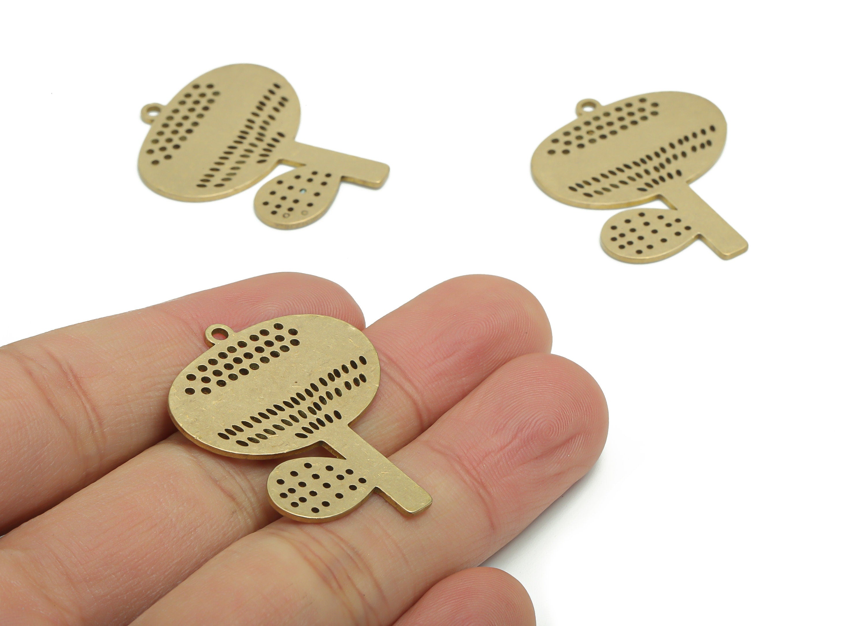 Brass Bubble Flower Earring Charms - Raw Brass Key Tree Pendant - Jewelry Making Supplies - 35.81x28.4x0.92mm - PPA2347 - DOMEDBAZAAR
