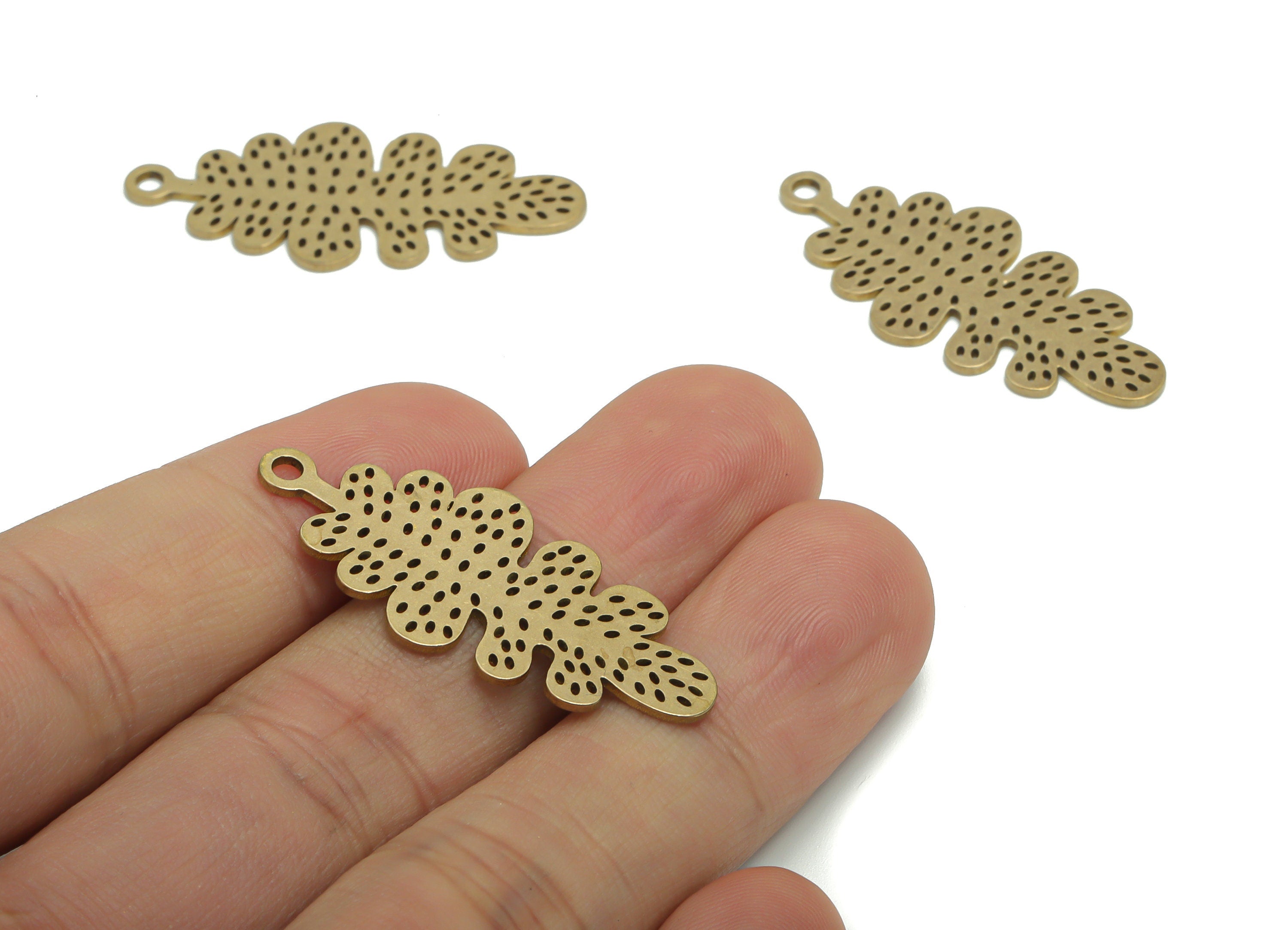 Brass Bubble Grape Earring Charms - Raw Brass Bubble Leaves Pendant - Jewelry Making Supplies - 37.78x16.85x0.86mm - PPA2342 - DOMEDBAZAAR