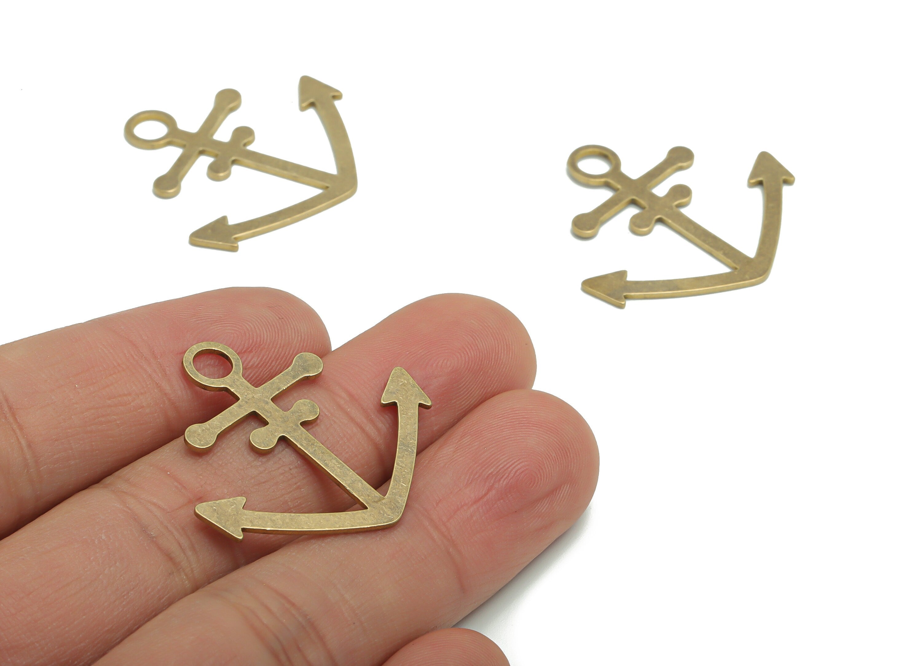 Brass Cross Anchor Earring Charms - Raw Brass Anchor Cross Pendant - DIY Jewelry Making Supplies - 31.44x30.15x0.93mm - PPA2072 - DOMEDBAZAAR