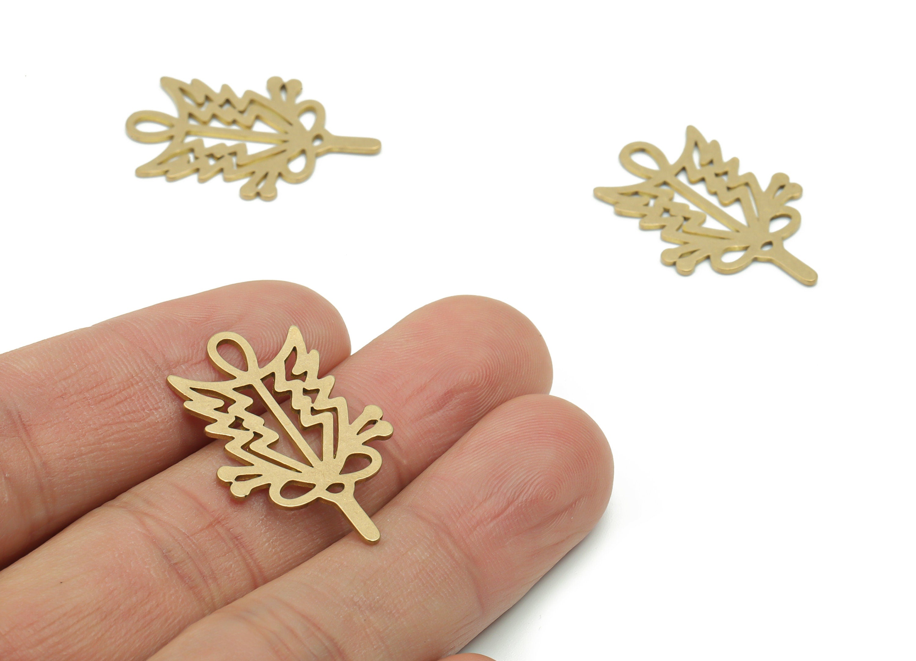 Brass Leafs Earring Charms - Raw Brass Leafs Pendant - DIY Jewelry Making Supplies - 29.71x19.59x0.76mm - PPA0910 - DOMEDBAZAAR