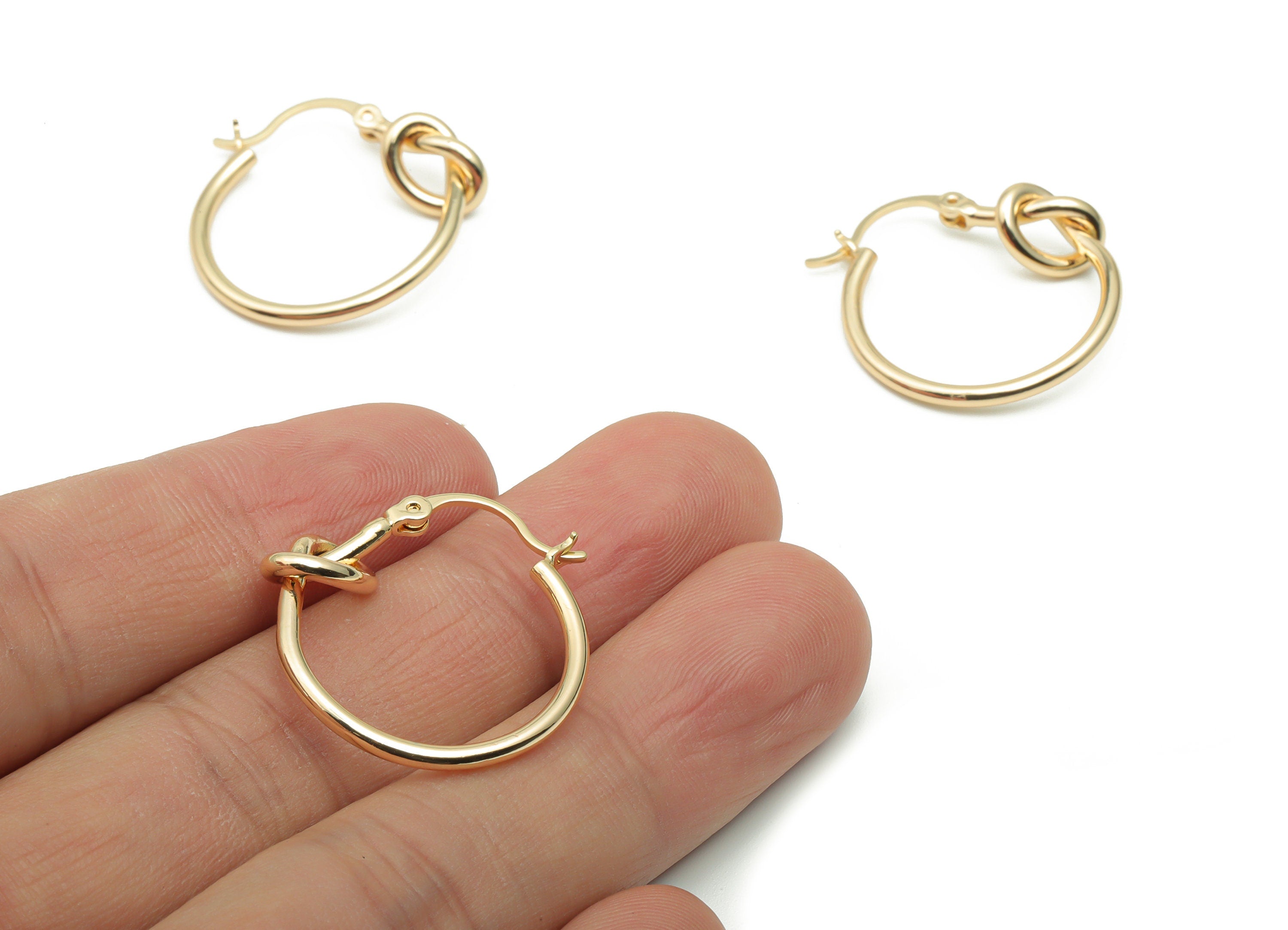 Brass Knot Round Clasp Connector - Gold Knot Circle Clasp - 316 Surgical Stud - 18K Real Gold Plated Brass - 25.33x24.34x1.69mm - RGP4279 - DOMEDBAZAAR
