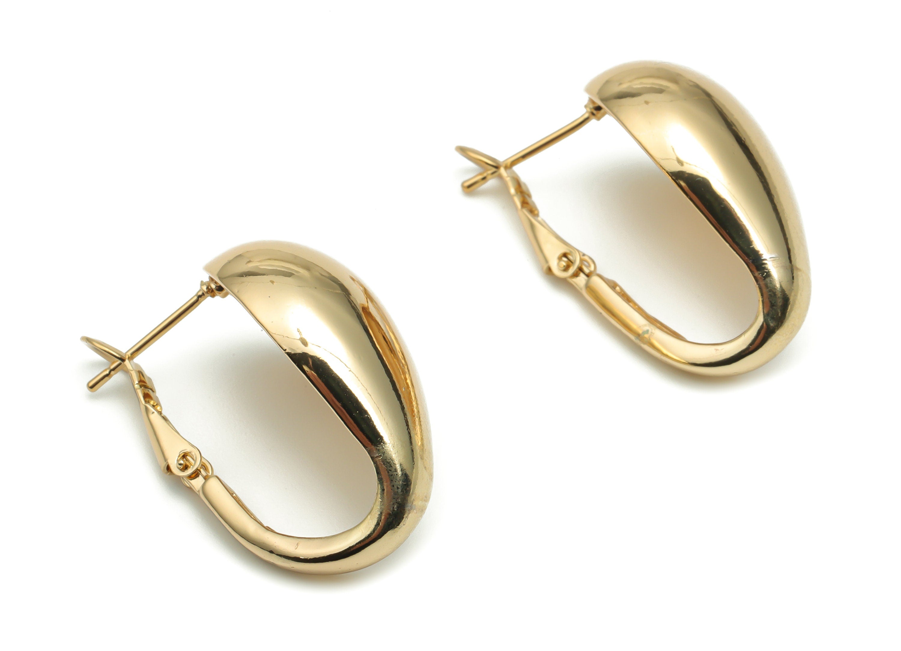 Brass Oval Earring Clasp - Gold Oval Clasp - Gold Tone Plated Brass Clasp - Jewelry Making Supplies - 27.53x18.22x0.96mm - PP5074G - DOMEDBAZAAR