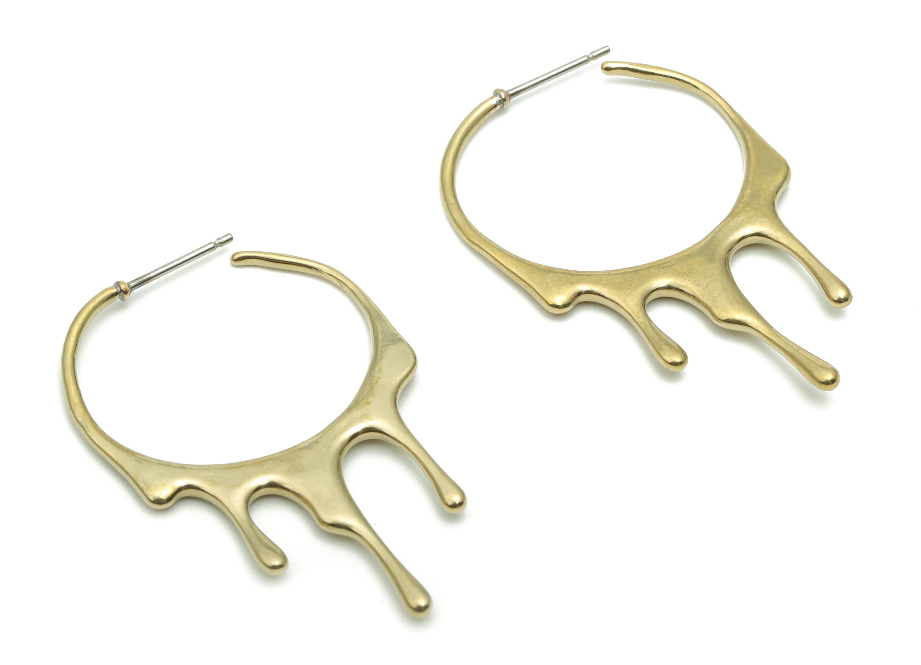 Brass C Crown Earring Stud - Raw Brass C Crown Post - Melting Hoop Stud - 316 Surgical Stainless Steel Stud - 37.67x25.8x2.2mm - PP5094 - DOMEDBAZAAR