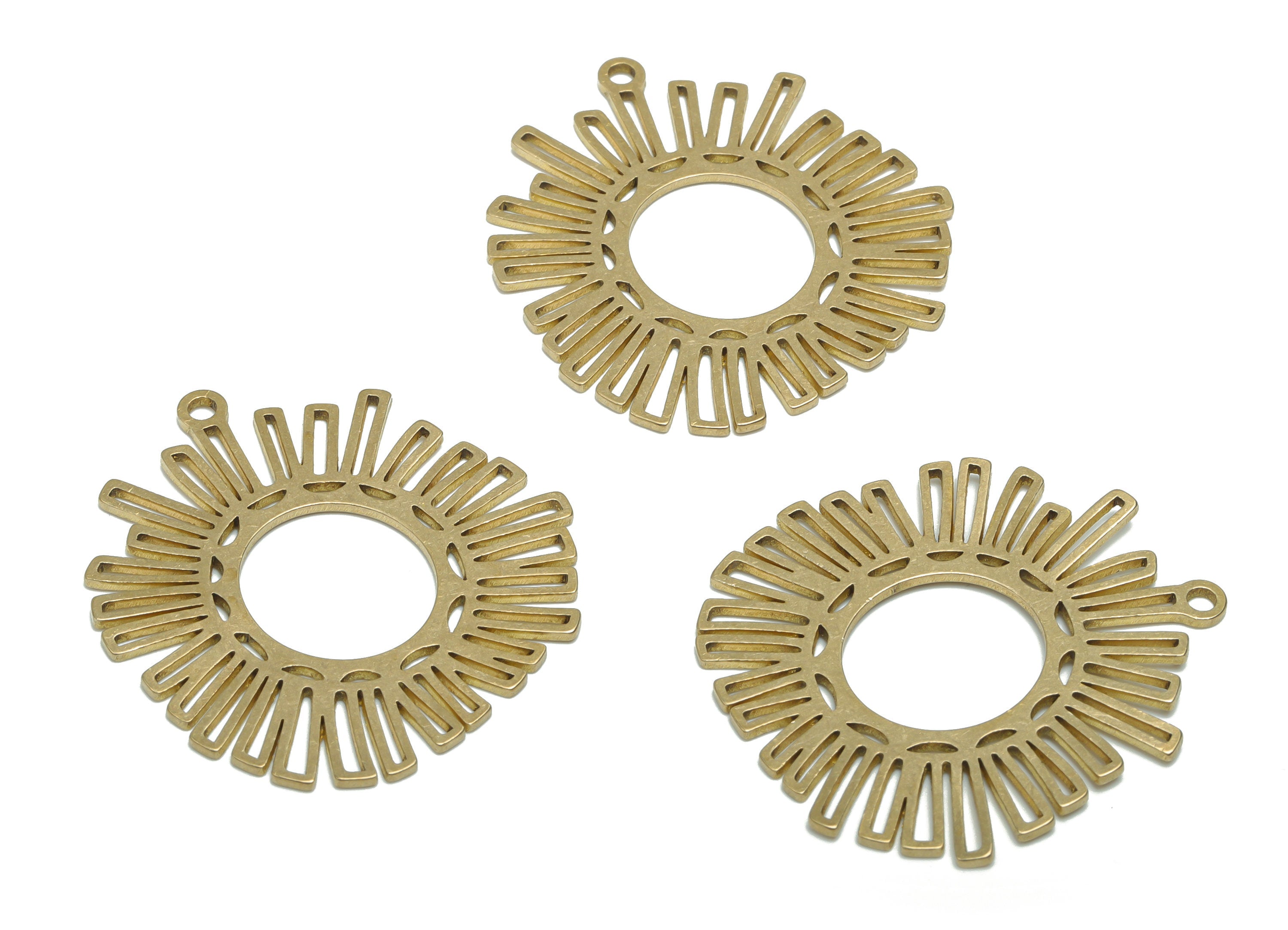 Brass Sun Earring Charms - Raw Brass Sun Pendant - DIY Jewelry Making Supplies - 35.69x32x0.84mm - PPA1089 - DOMEDBAZAAR