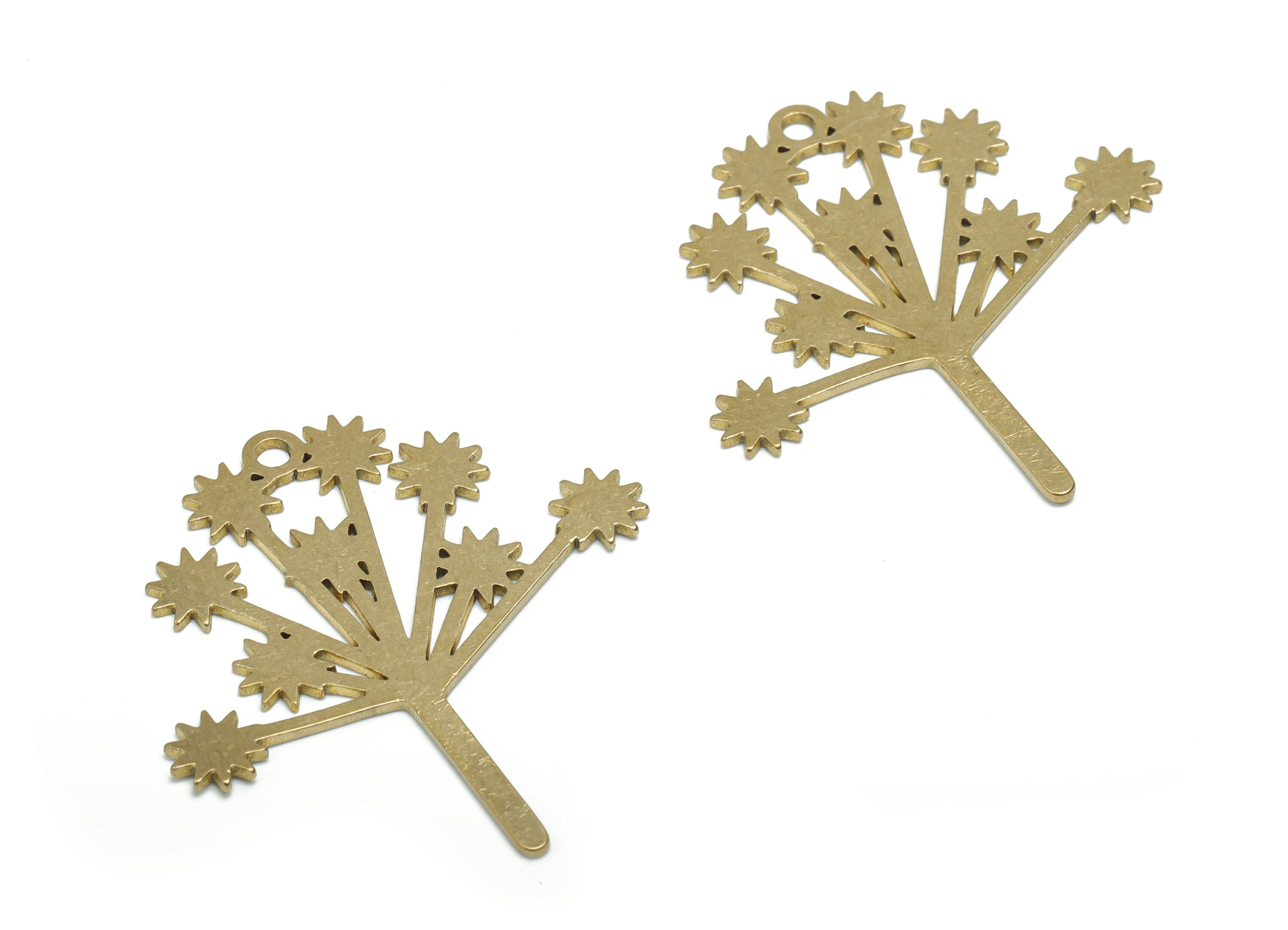 Brass Flowers Earring Charms - Raw Brass Flower Pendant - DIY Jewelry Making Supplies - 35.52x34.81x0.83mm - PPA1164 - DOMEDBAZAAR