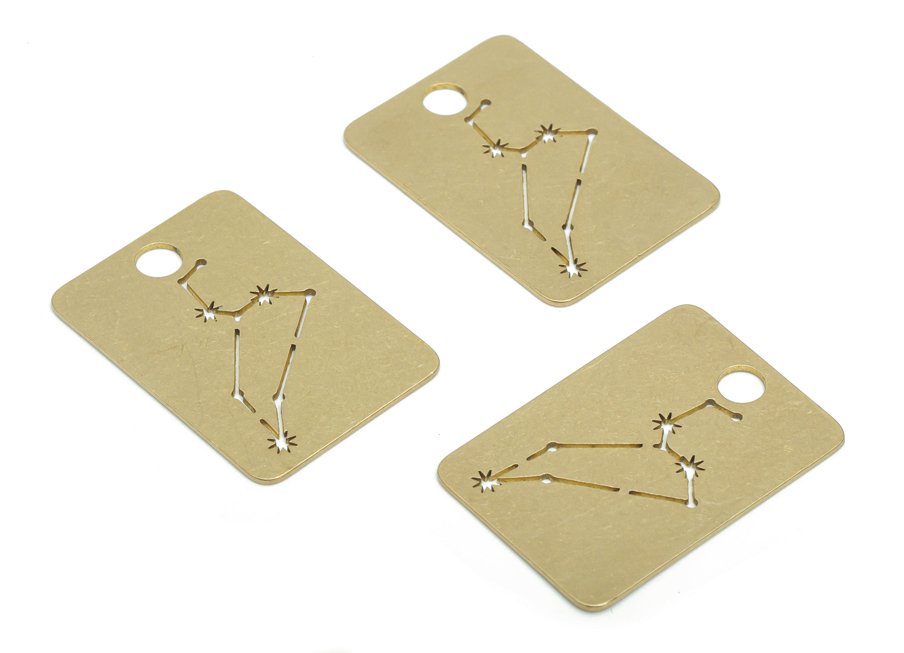 Brass Rectangle Planet Star Map Earring Charms - Raw Brass Constellation Star Pendant - Jewelry Making Supplies - 29.91x20.95x0.7mm- PPA2142 - DOMEDBAZAAR