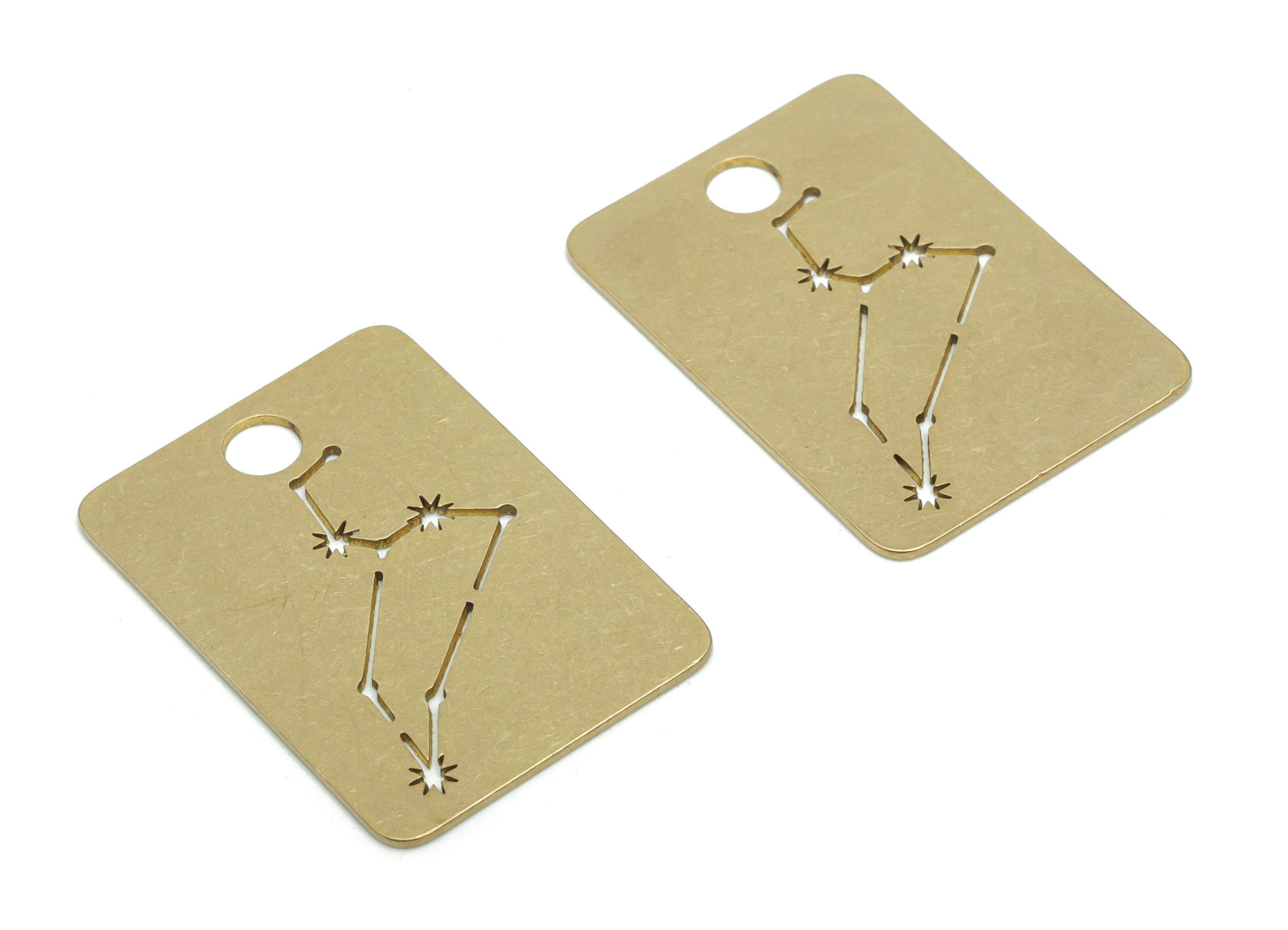 Brass Rectangle Planet Star Map Earring Charms - Raw Brass Constellation Star Pendant - Jewelry Making Supplies - 29.91x20.95x0.7mm- PPA2142 - DOMEDBAZAAR