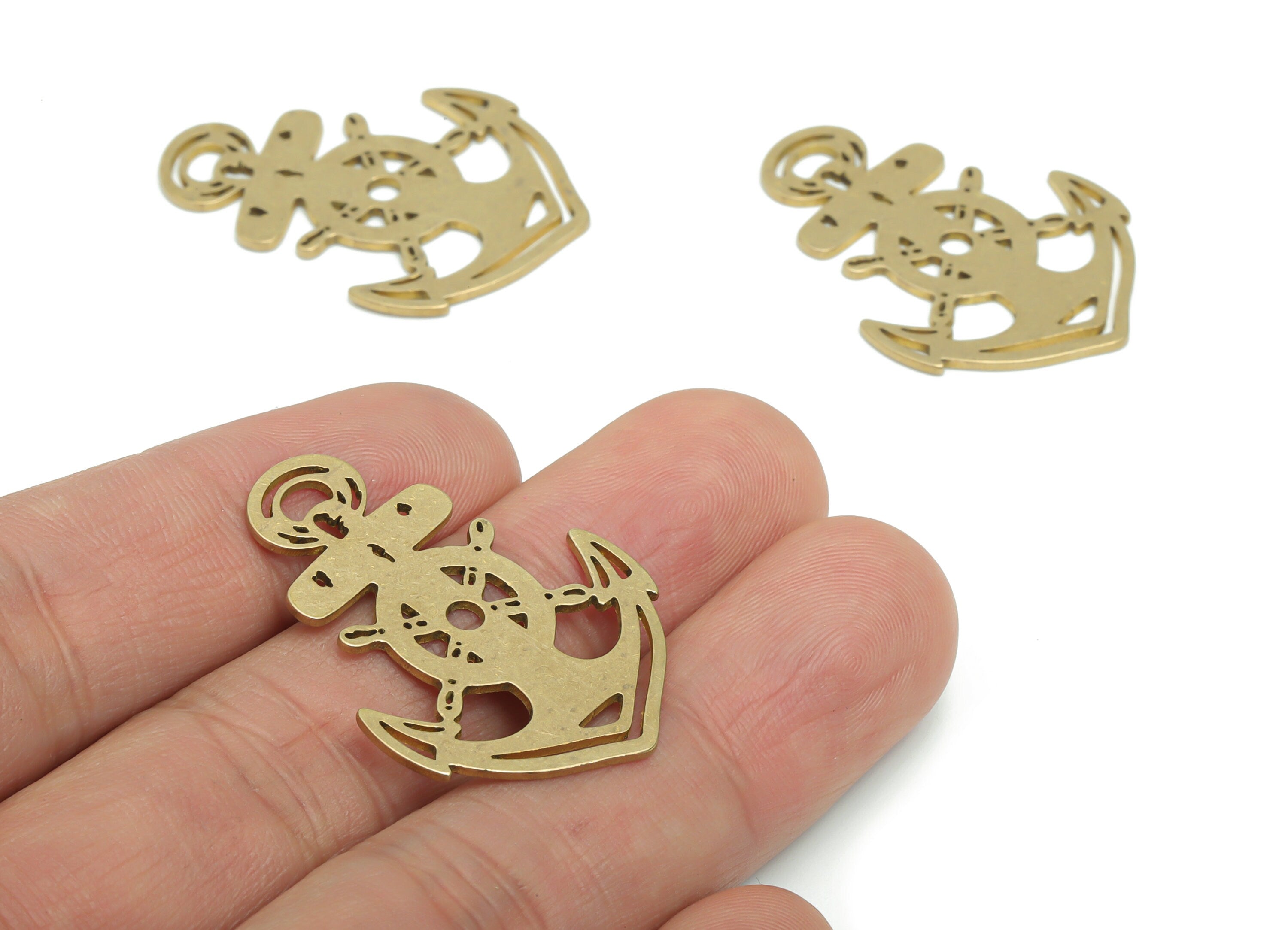 Brass Cross Anchor Turntable Earring Charms - Raw Brass Anchor Cross Pendant - DIY Jewelry Making Supplies - 34.71x26.04x0.88mm - PPA2087 - DOMEDBAZAAR