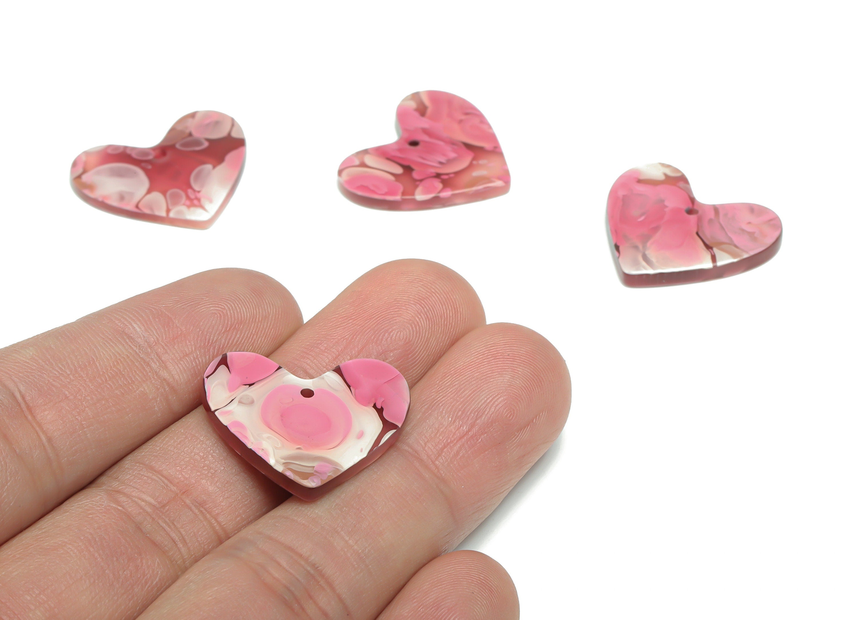 Acrylic Mini Heart Earring Charms - Acrylic Heart Pendant - Jewelry Making Supplies - Color Code: A633 - 23.52x20.71x2.41mm - AC1036-A633 - DOMEDBAZAAR