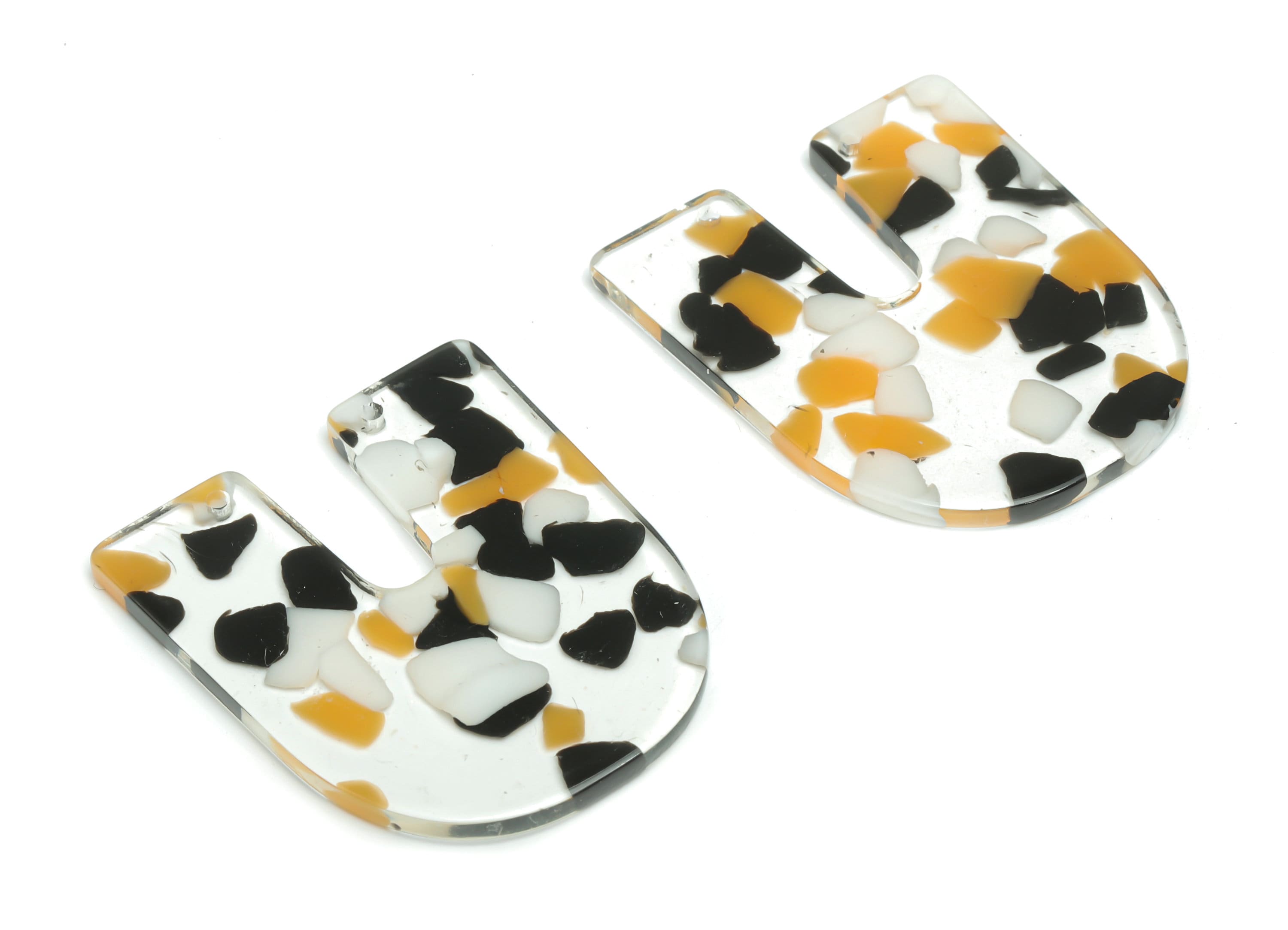 Acrylic Domed Earring Connectors - Acrylic U Charms and Pendant - Jewelry Making Supplies - Color Code:A825 - 37.94x31.9x2.5mm - AC2442-A825 - DOMEDBAZAAR