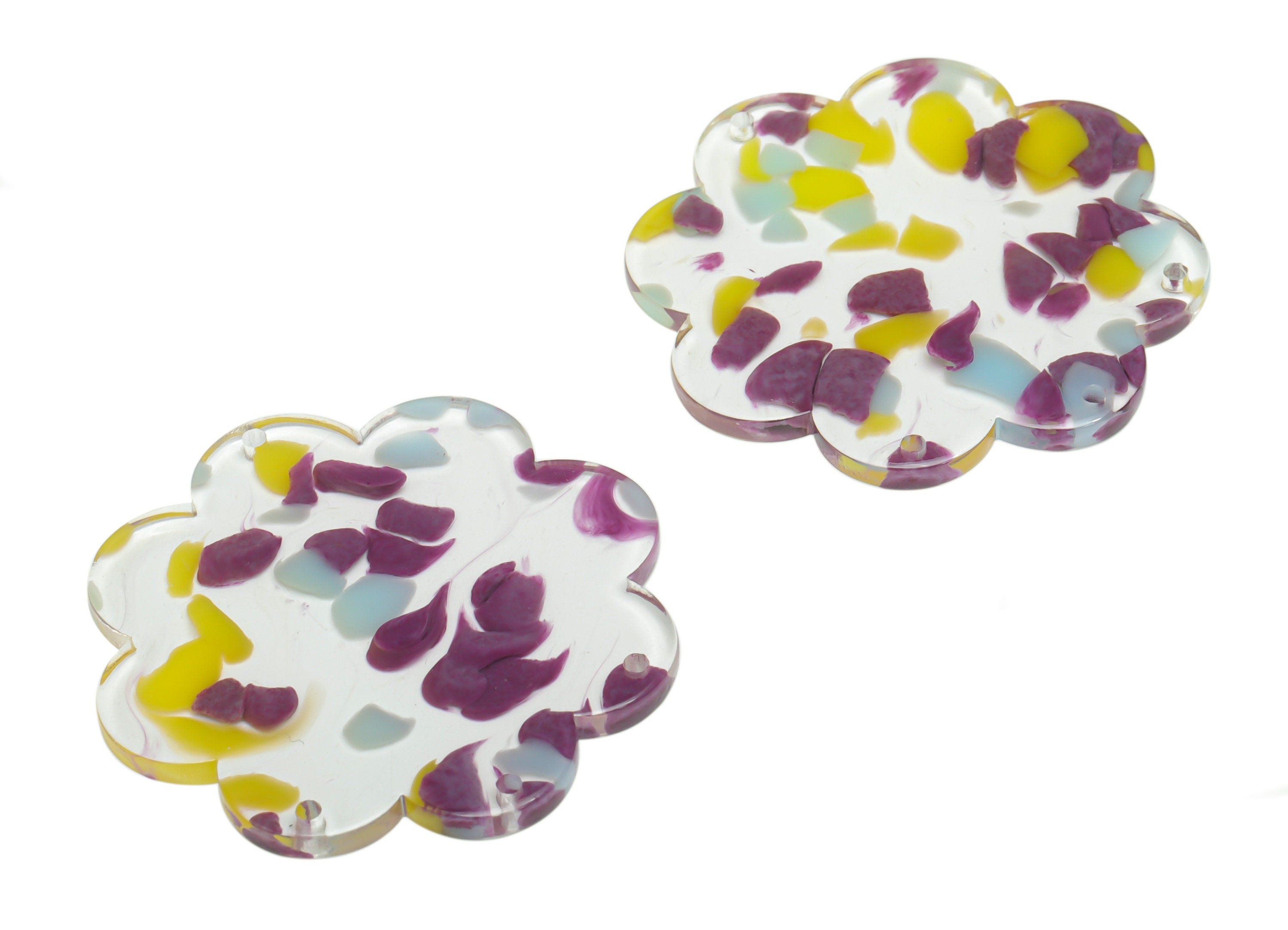 Acrylic Flower Cloud Earring Connectors - Acrylic Flower Cloud Pendant - Jewelry Supplies - Color Code:A822 - 39.67x39.6x2.5mm - AC2439-A822 - DOMEDBAZAAR