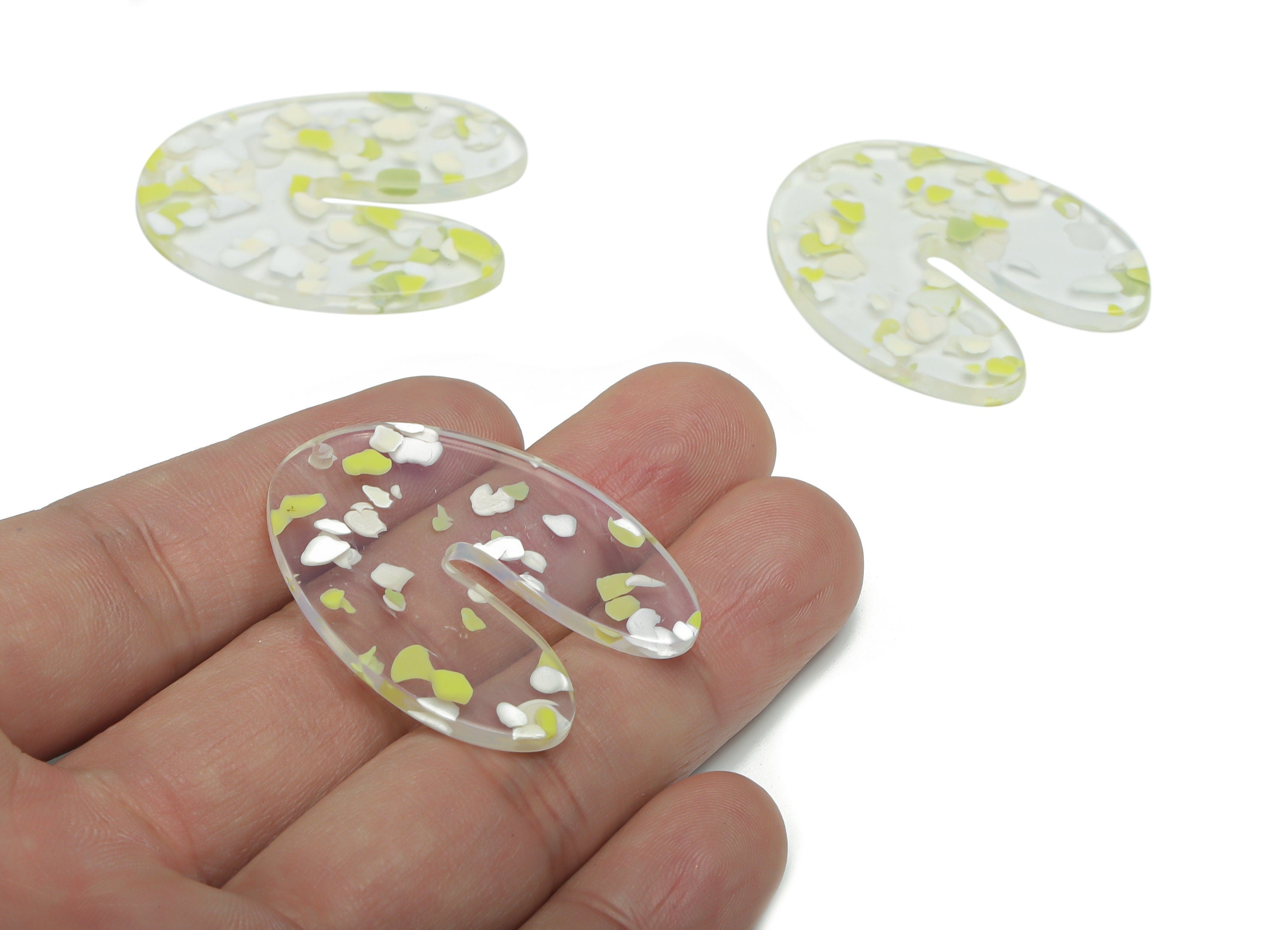 Acrylic Domed Earring Charms - Acrylic U Geometry Pendant - Jewelry Making Supplies - Color Code: A824 - 39.09x32.82x2.83mm - AC2441-A824 - DOMEDBAZAAR