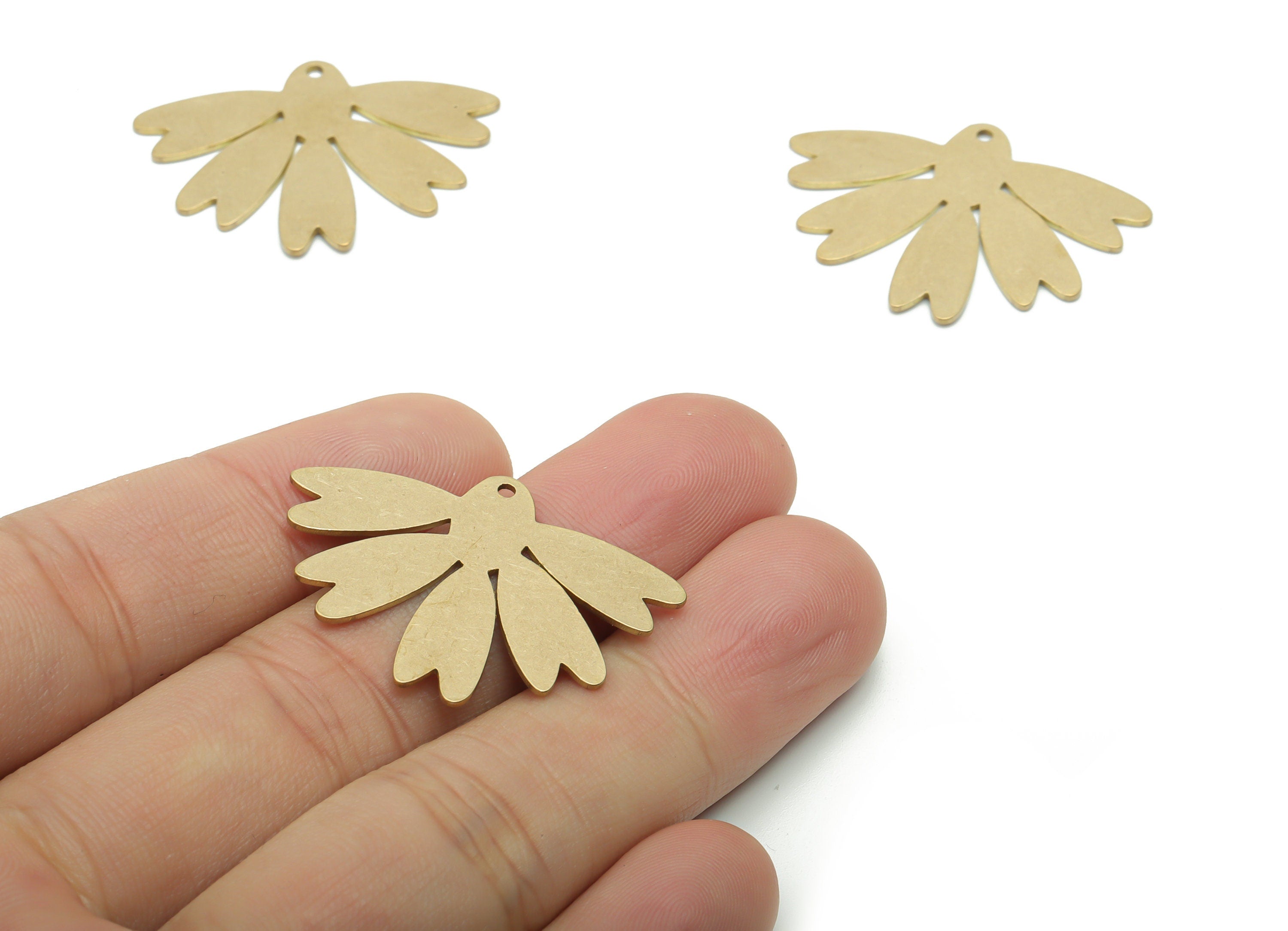 Personalized Stamping Blank - Brass Leafs Earring Charms - Raw Brass Leafs Pendant - Jewelry Making Supplies - 34.7x25.54x0.73mm - PPA1203 - DOMEDBAZAAR