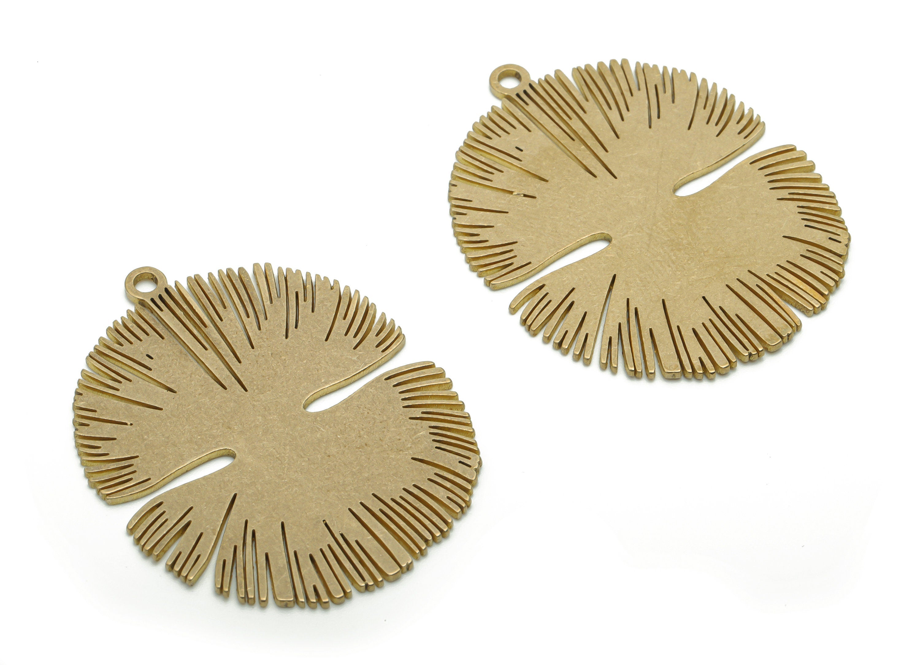 Brass Semicircle Sun Earring Charms - Raw Brass Sun Half Moon Pendant - DIY Jewelry Making Supplies - 37.75x29.52x0.84mm - PPA1056 - DOMEDBAZAAR