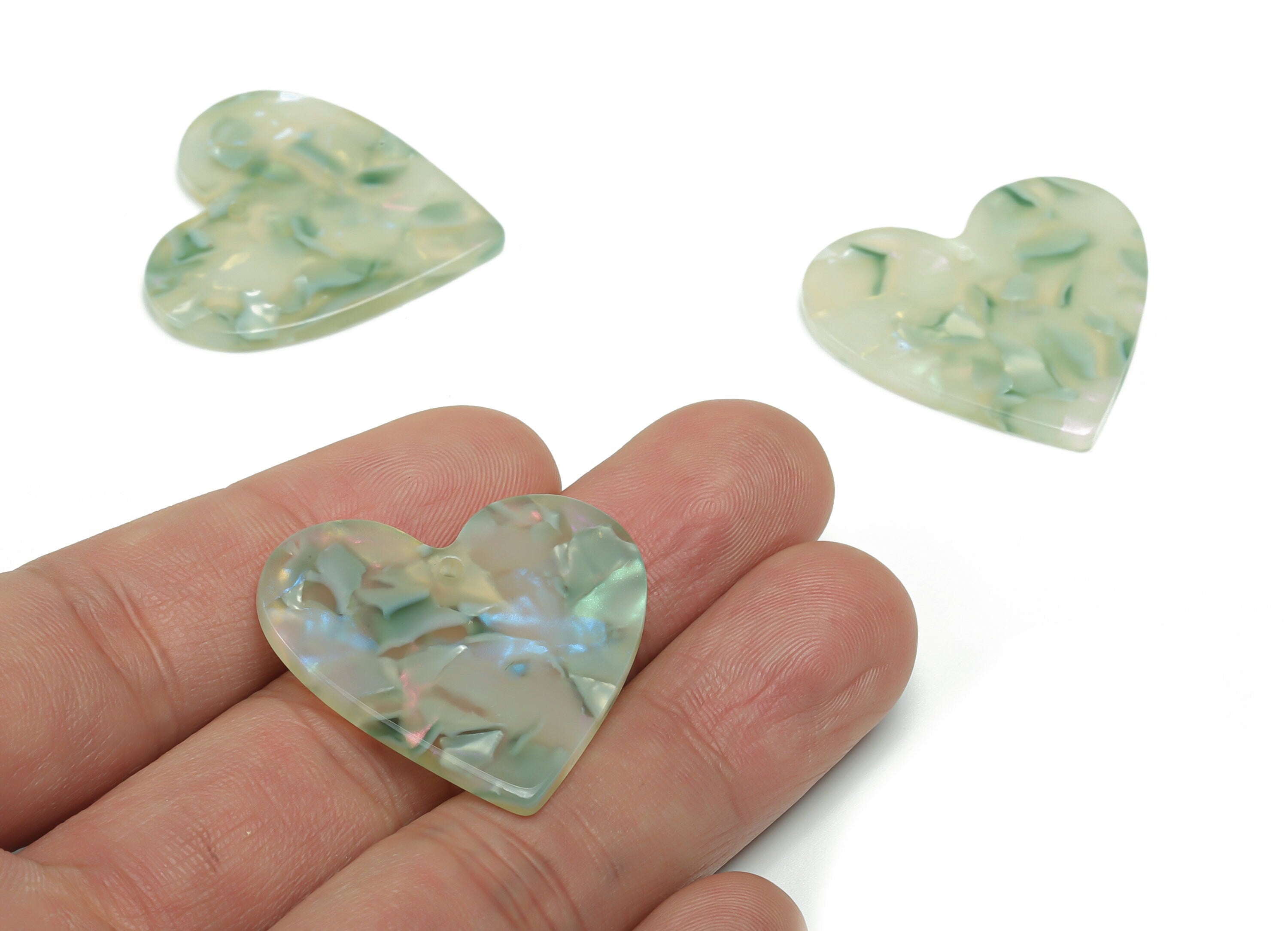 Acetate Heart Earring Charms - Acetate Heart Pendant - Jewelry Making Supplies - Color Code: A784 - 31.89x31.2x2.5mm - AC1431-A784 - DOMEDBAZAAR