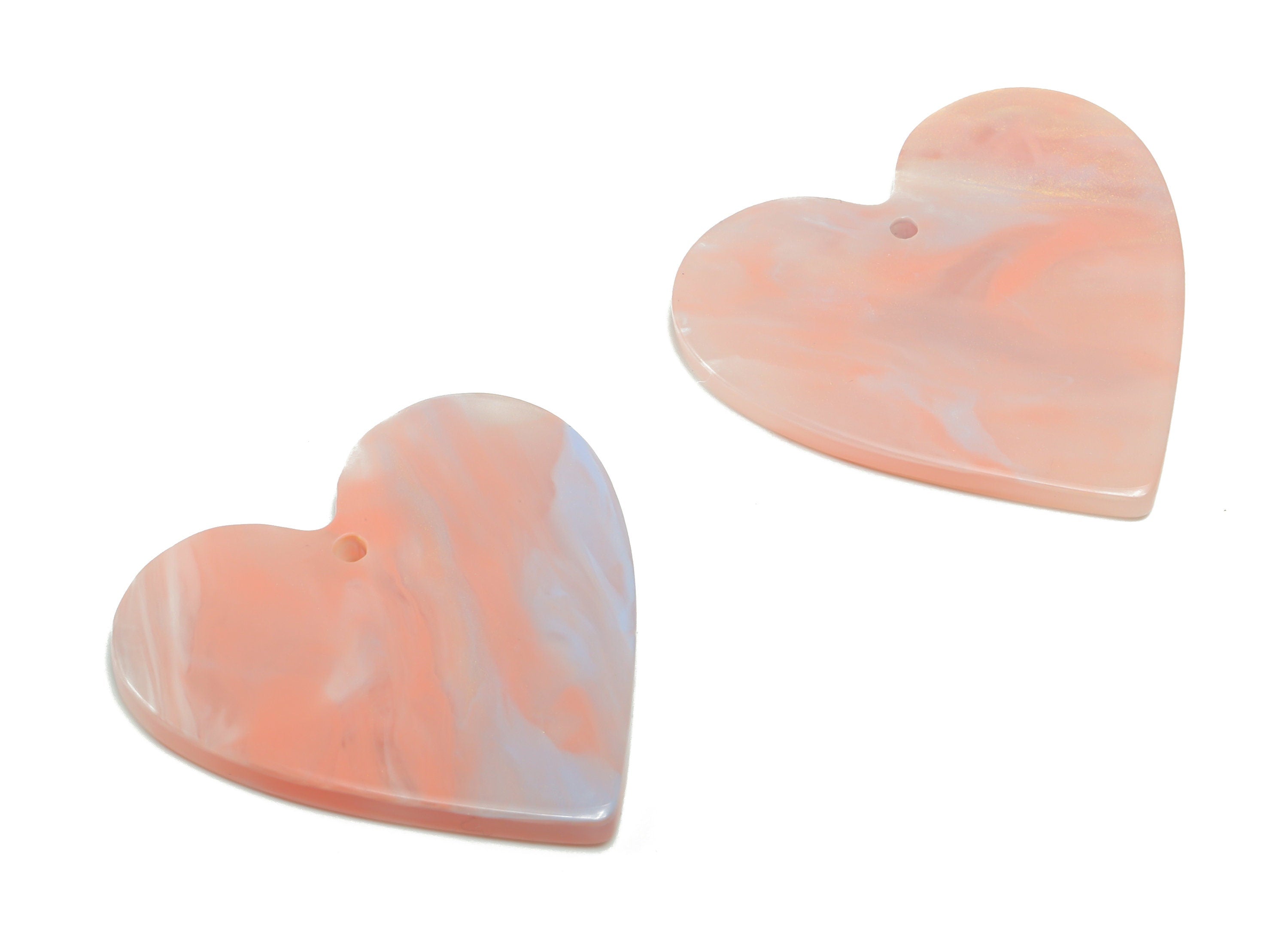 Acetate Heart Earring Charms - Acetate Heart Pendant - Jewelry Making Supplies - Color Code: A782 - 31.94x31.16x2.5mm - AC1431-A782 - DOMEDBAZAAR