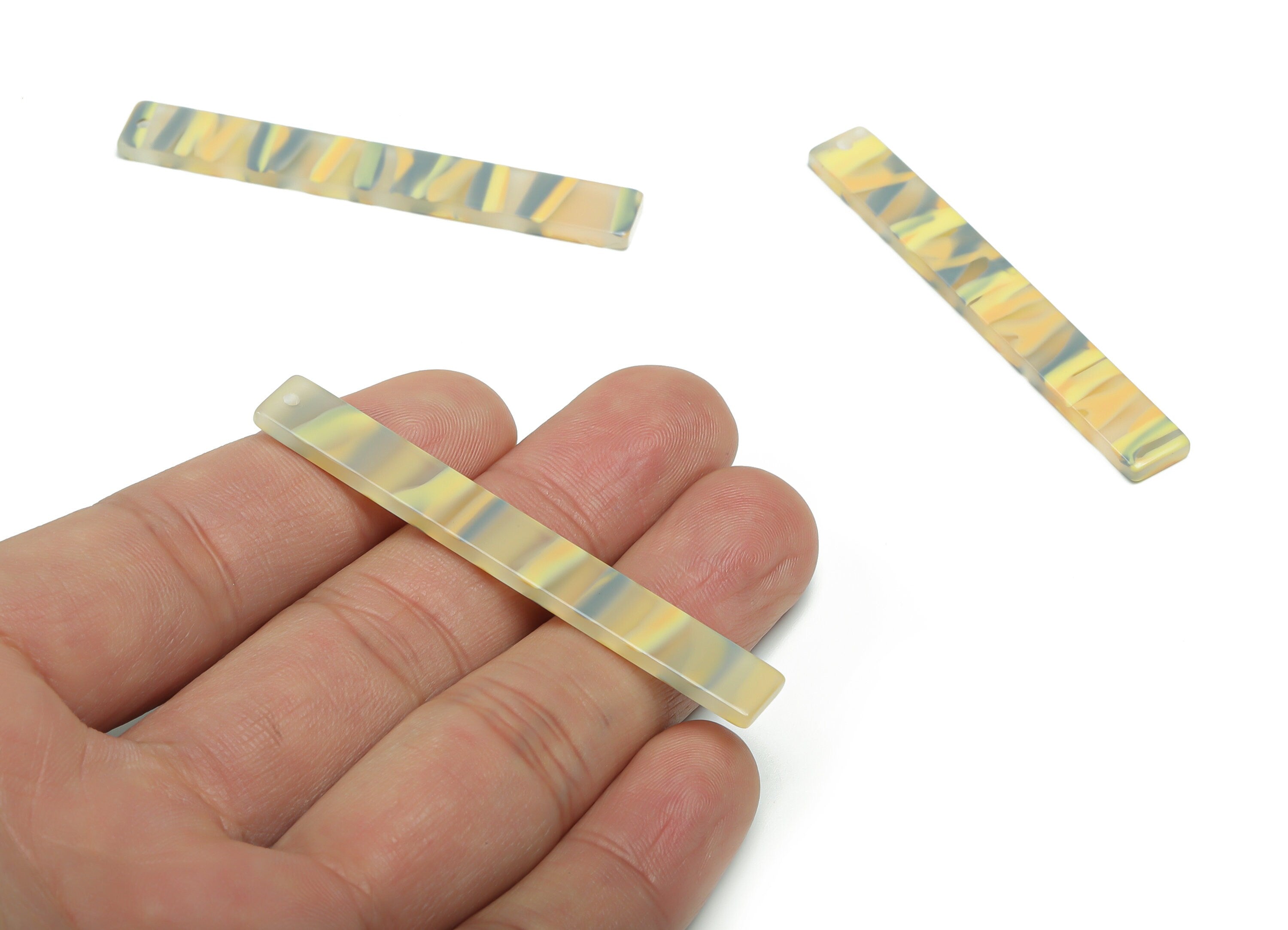 Acrylic Long Stick Earring Charms - Long Rectangle Pendant - Jewelry Making Supplies - Color Code: A791 - 59.69x7.89x2.61mm - AC1049-A791 - DOMEDBAZAAR