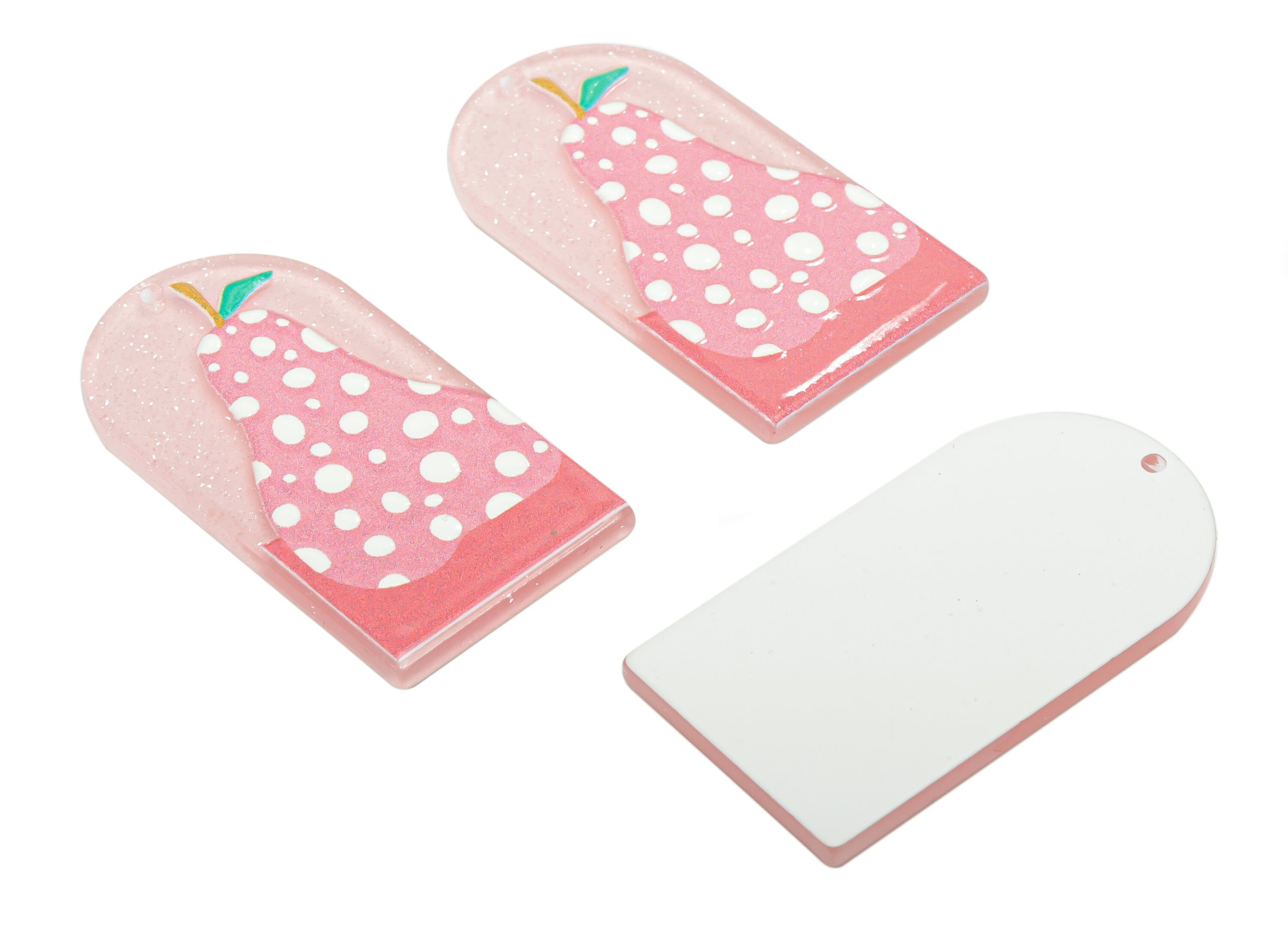 Acrylic Long D Domed Pear Earring Charms - Acrylic D Pear Pendant - Printing Textured - Jewelry Supplies - 39.58x20.94x2.07mm - AC2460H - DOMEDBAZAAR