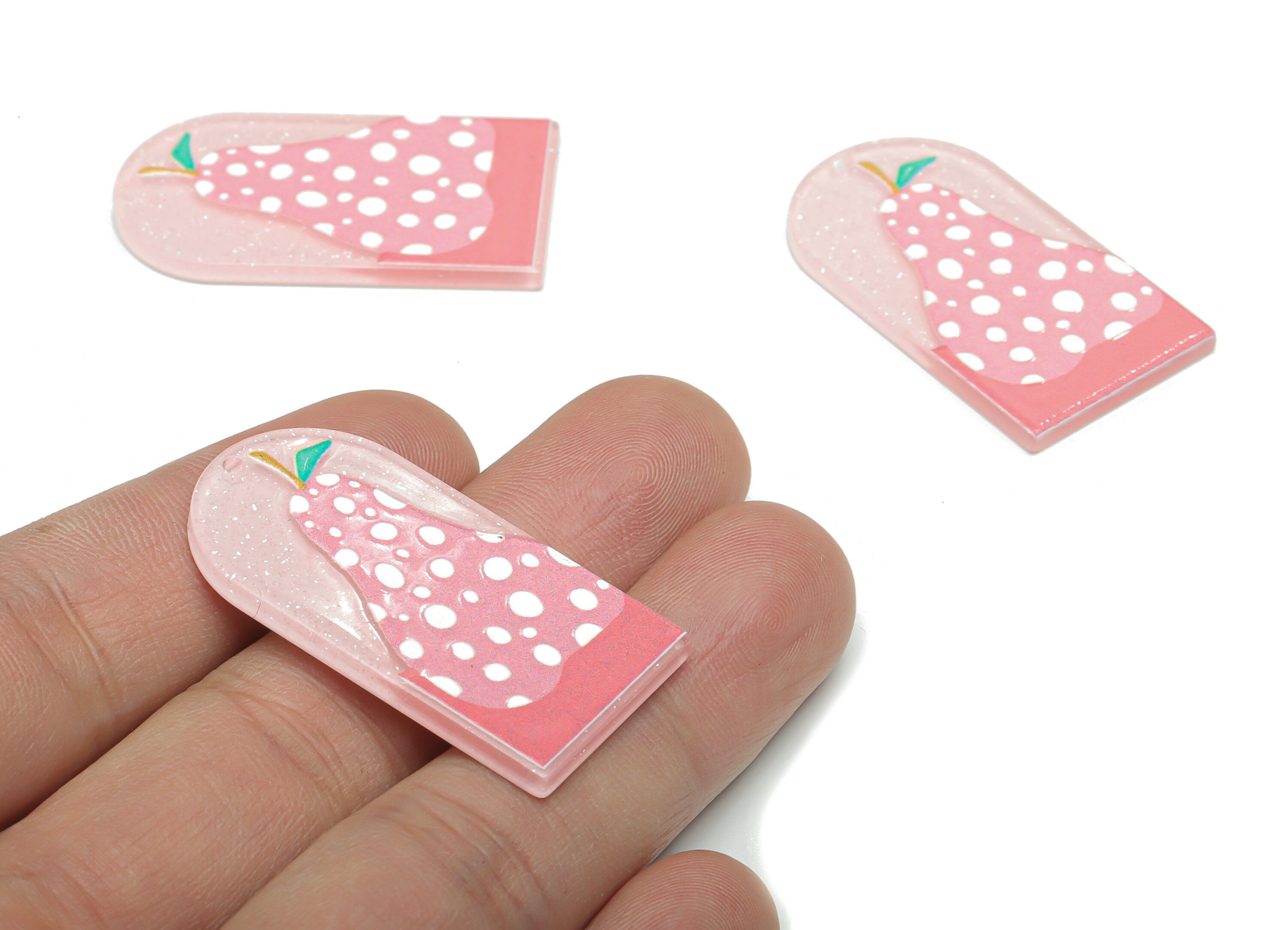 Acrylic Long D Domed Pear Earring Charms - Acrylic D Pear Pendant - Printing Textured - Jewelry Supplies - 39.58x20.94x2.07mm - AC2460H - DOMEDBAZAAR