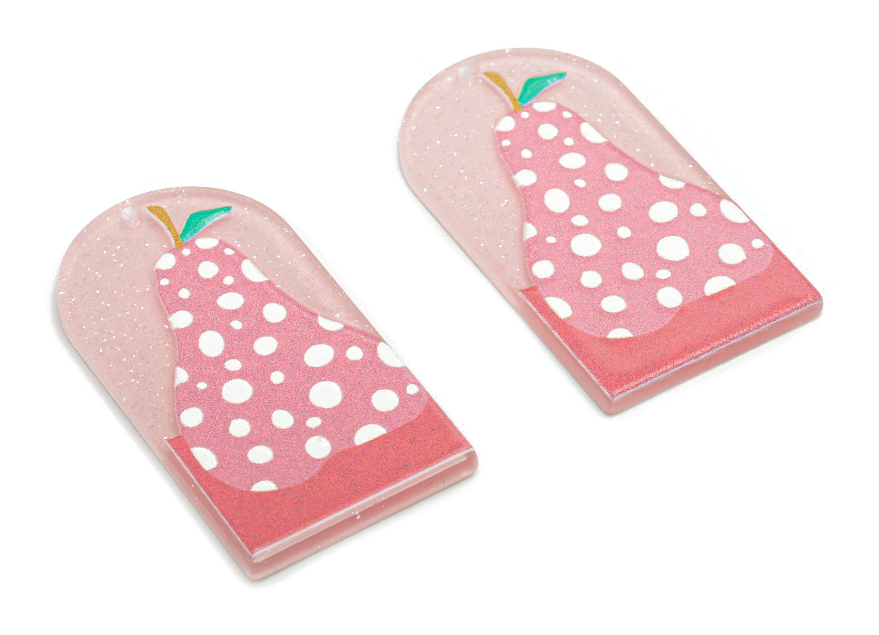 Acrylic Long D Domed Pear Earring Charms - Acrylic D Pear Pendant - Printing Textured - Jewelry Supplies - 39.58x20.94x2.07mm - AC2460H - DOMEDBAZAAR