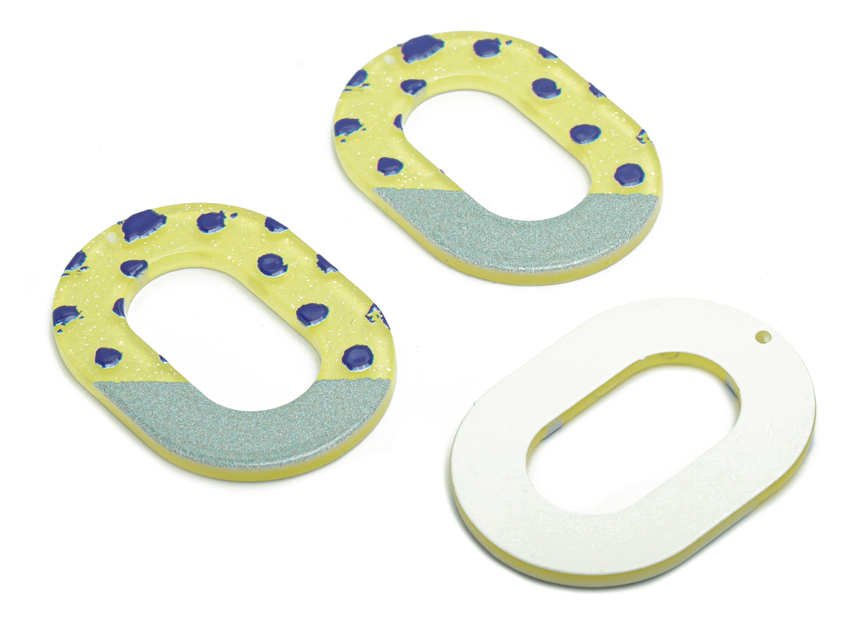 Acrylic Bubble Oval Earring Charms - Acrylic Bubble Oval Pendant - Printing Textured - Jewelry Making Supplies - 39.59x28.34x2.3mm - AC2454J - DOMEDBAZAAR