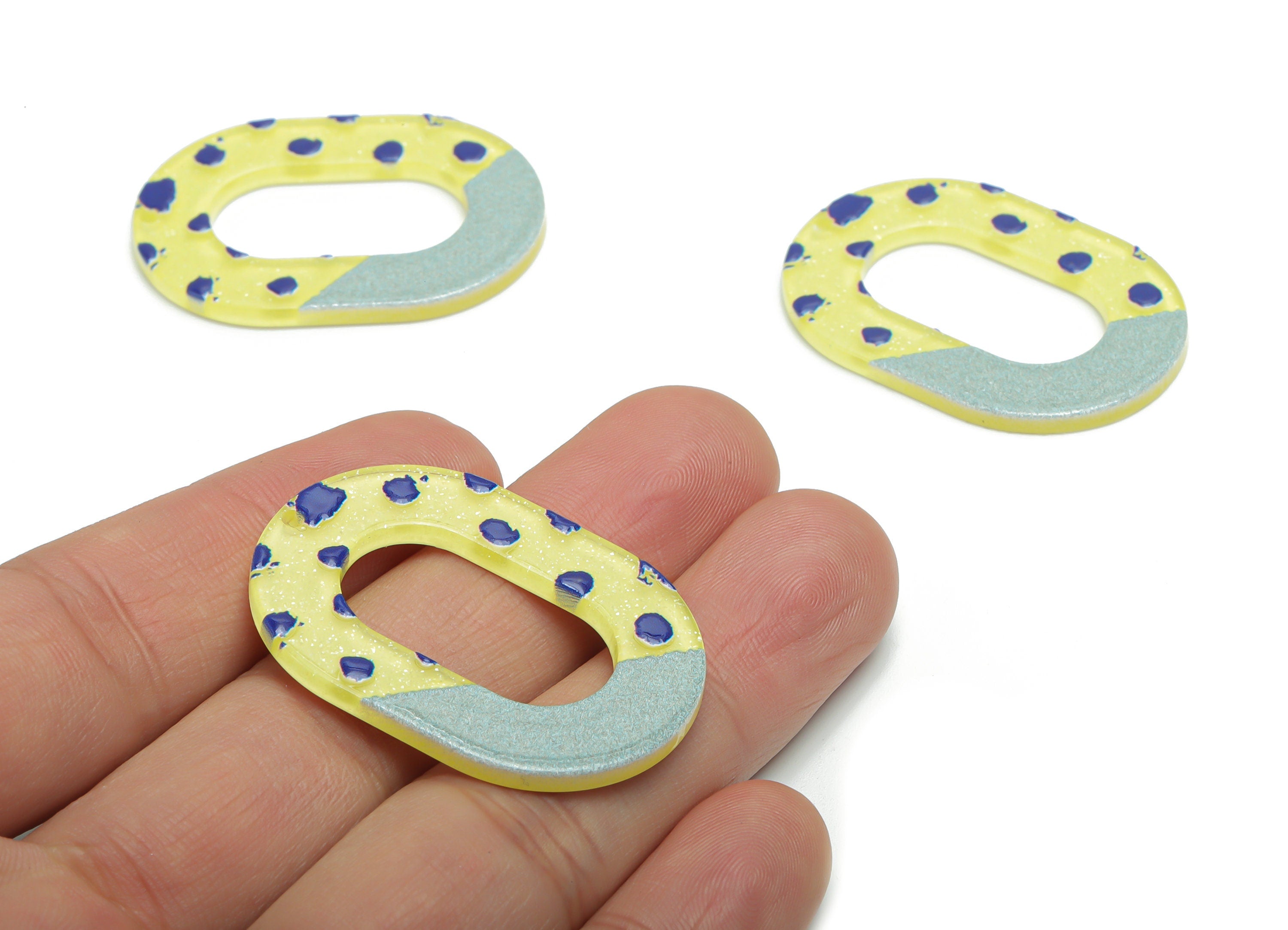 Acrylic Bubble Oval Earring Charms - Acrylic Bubble Oval Pendant - Printing Textured - Jewelry Making Supplies - 39.59x28.34x2.3mm - AC2454J - DOMEDBAZAAR