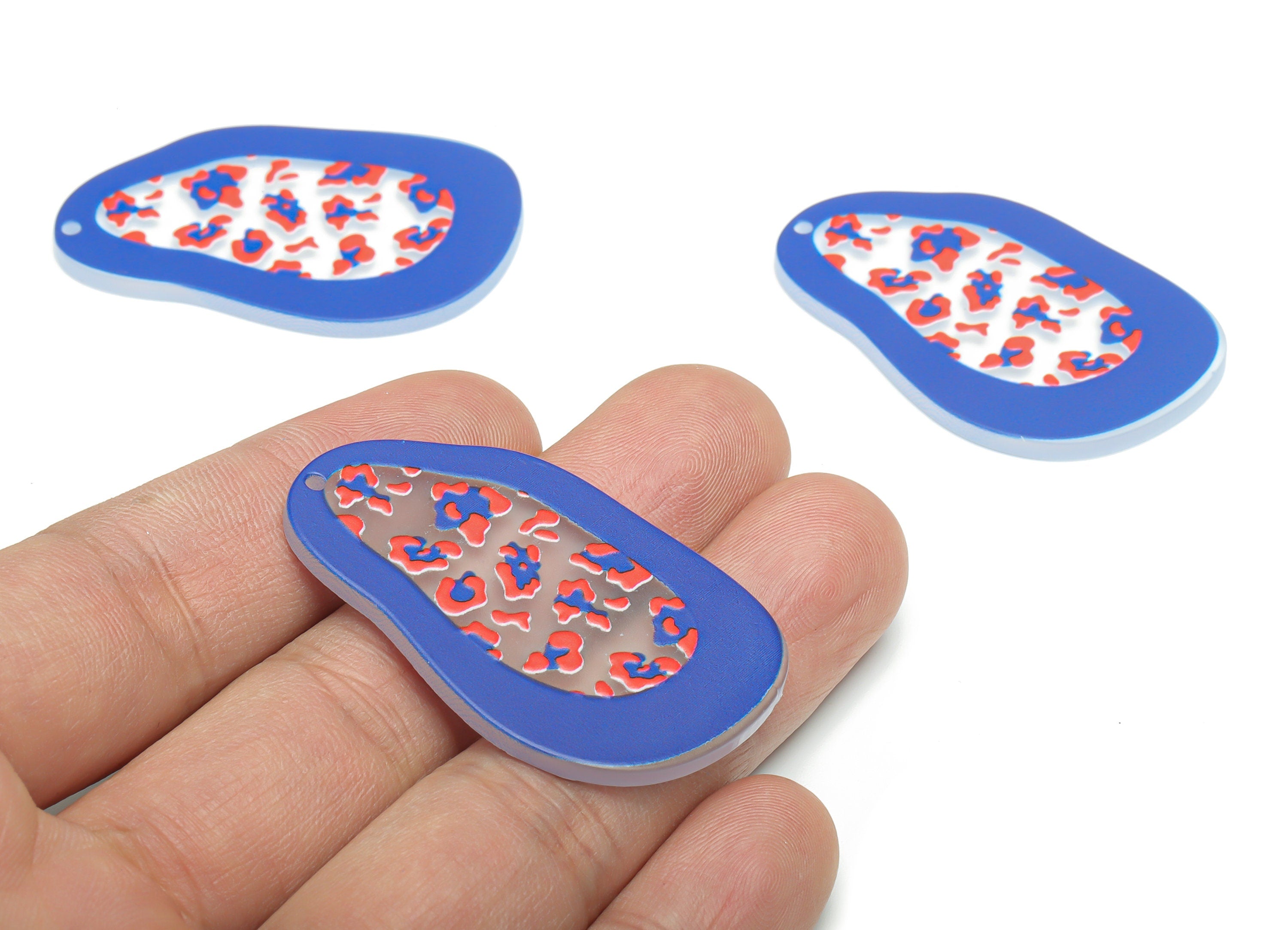 Acrylic Irregular Earring Charms - Acrylic Geometry Pendant - Printing Textured - Jewelry Making Supplies - 45.05x27.83x2.63mm - AC2467 - DOMEDBAZAAR