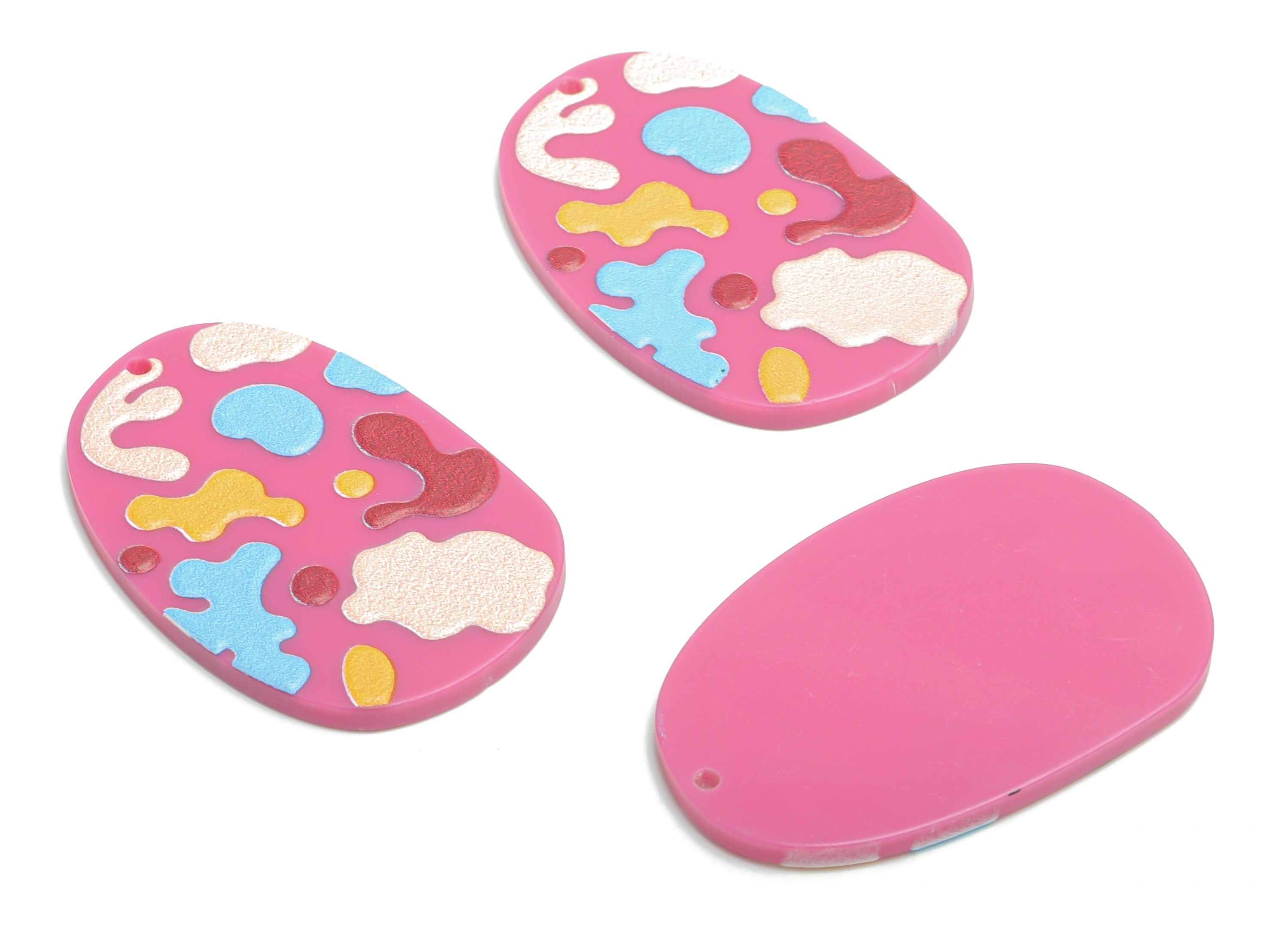 Acrylic Oval Cloud Earring Charms - Acrylic Cloud Oval Pendant - Printing Textured - Jewelry Making Supplies - 39.5x26.38x2.46mm - AC2463C - DOMEDBAZAAR