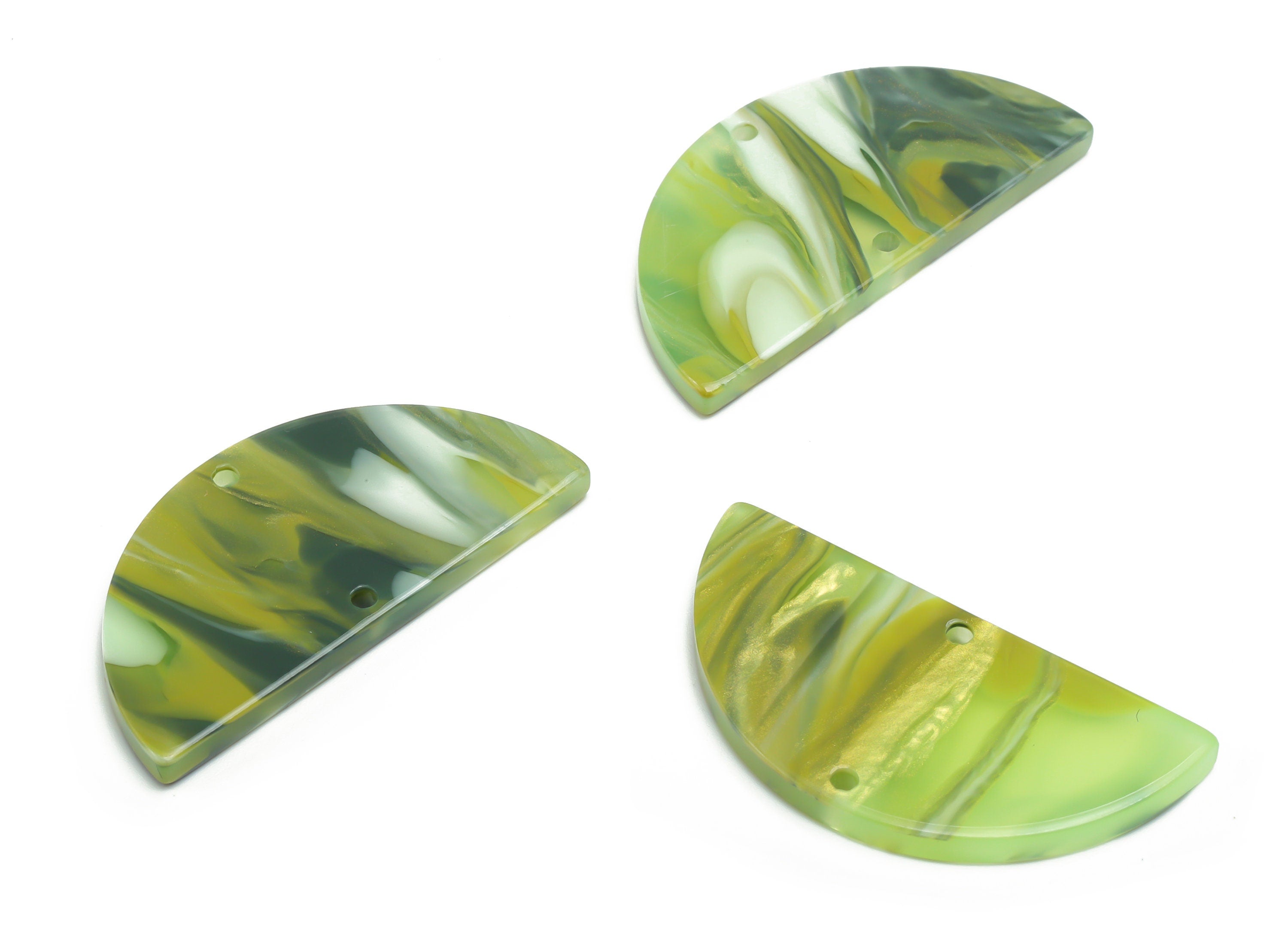 Acrylic Semicircle Earring Connectors - Acrylic Half Moon Charms - Jewelry Supplies - Color Code:A790 - 33.68x16.6x2.49mm - AC1218-A790 - DOMEDBAZAAR